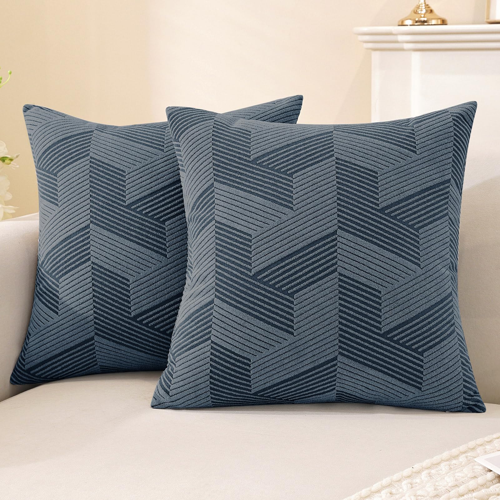 Kissenbezüge Dekokissen, Quadratische Kissenbezüges, Moderne Dekokissen Weiche Kissenbezüge für Wohnzimmer, Sofa Schlafzimmer Zuhause Dekor (Dunkelgrau,45 x 45 cm)