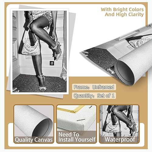 Miniatura 7 de KFDJIG Póster femenino de moda vintage, fotografía feminista en blanco y negro, arte de pared, retro, hermoso, elegante, mujer, impresiones en