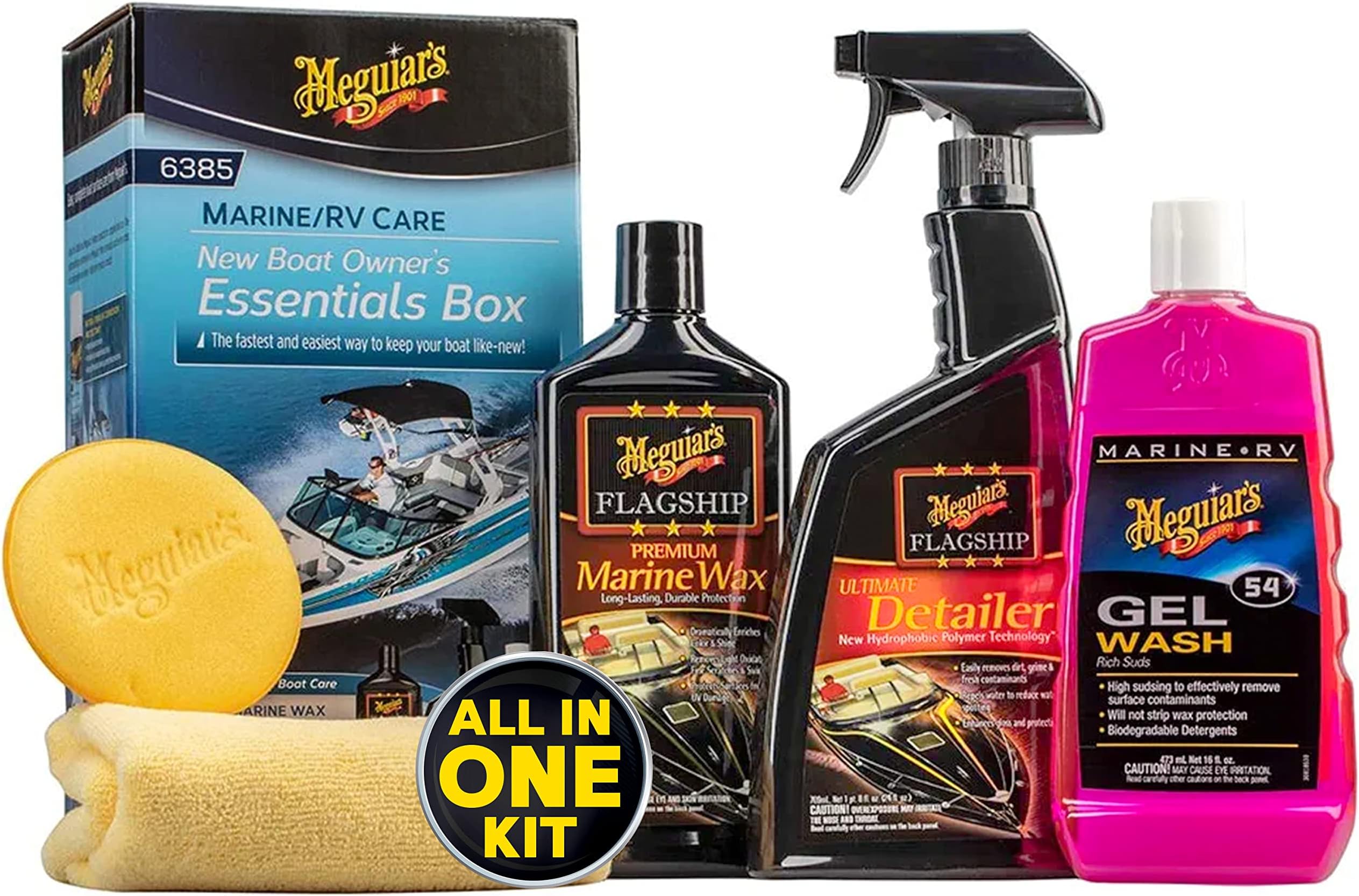 Meguiar's M6385 Marine/RV Care New Boat Owner's Essentials Box Kit