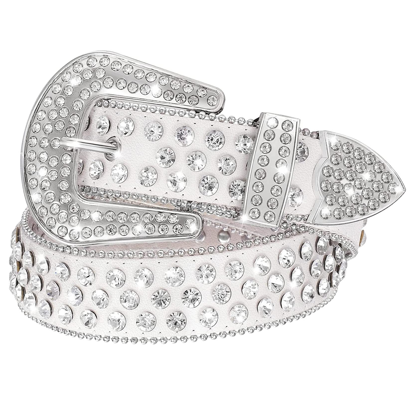 Balteus Women Rhinestone Belt Western Style Cowgirl Cowboy Belt with Studded Diamonds for Jeans Dress Eye-catching