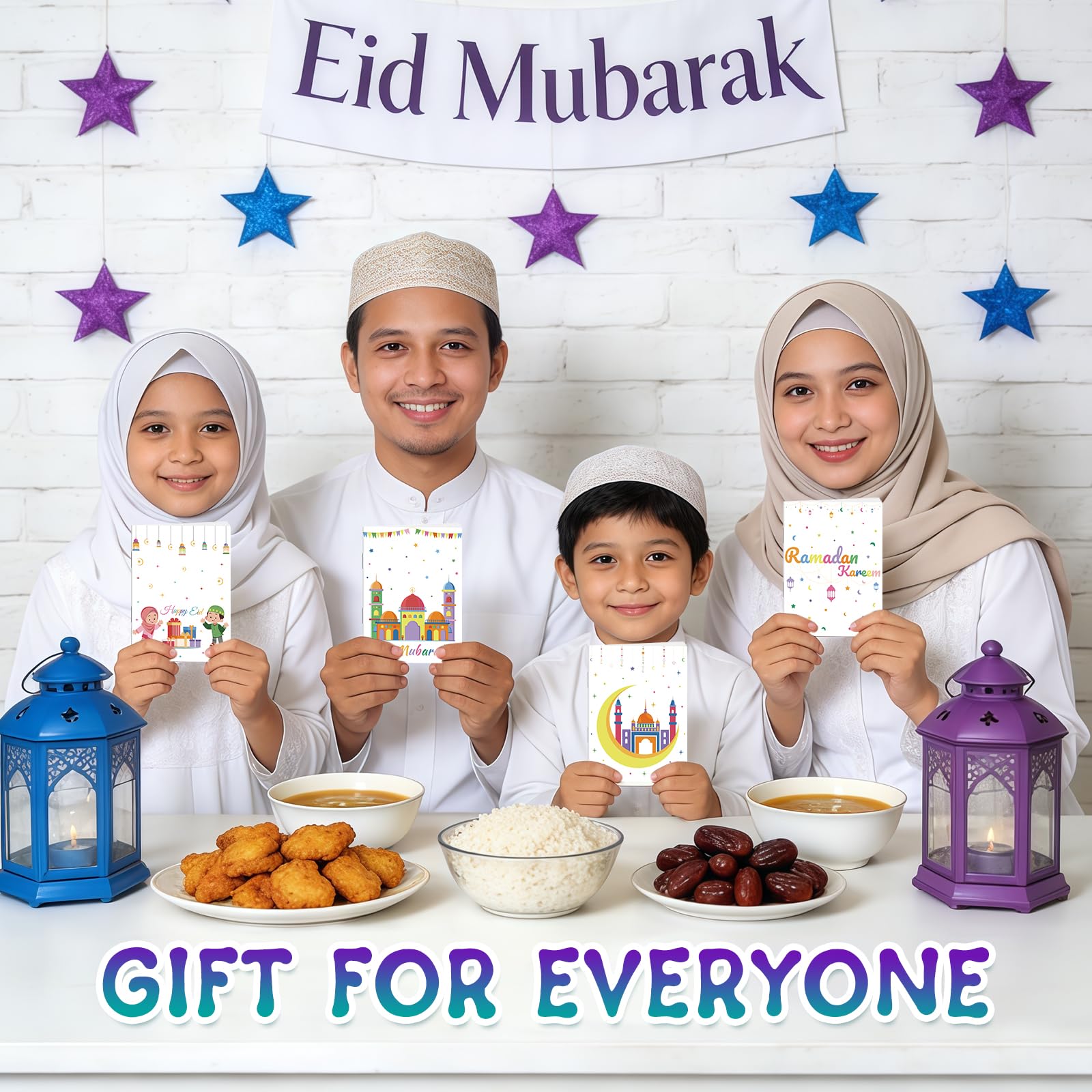 4 Sets Eid Gift Card Book, Eid Mubarak Money Holder Cards with Envelopes, Islamic Holiday Ramadan Kareem Gift Card Booklet Organizer for Family, Friends