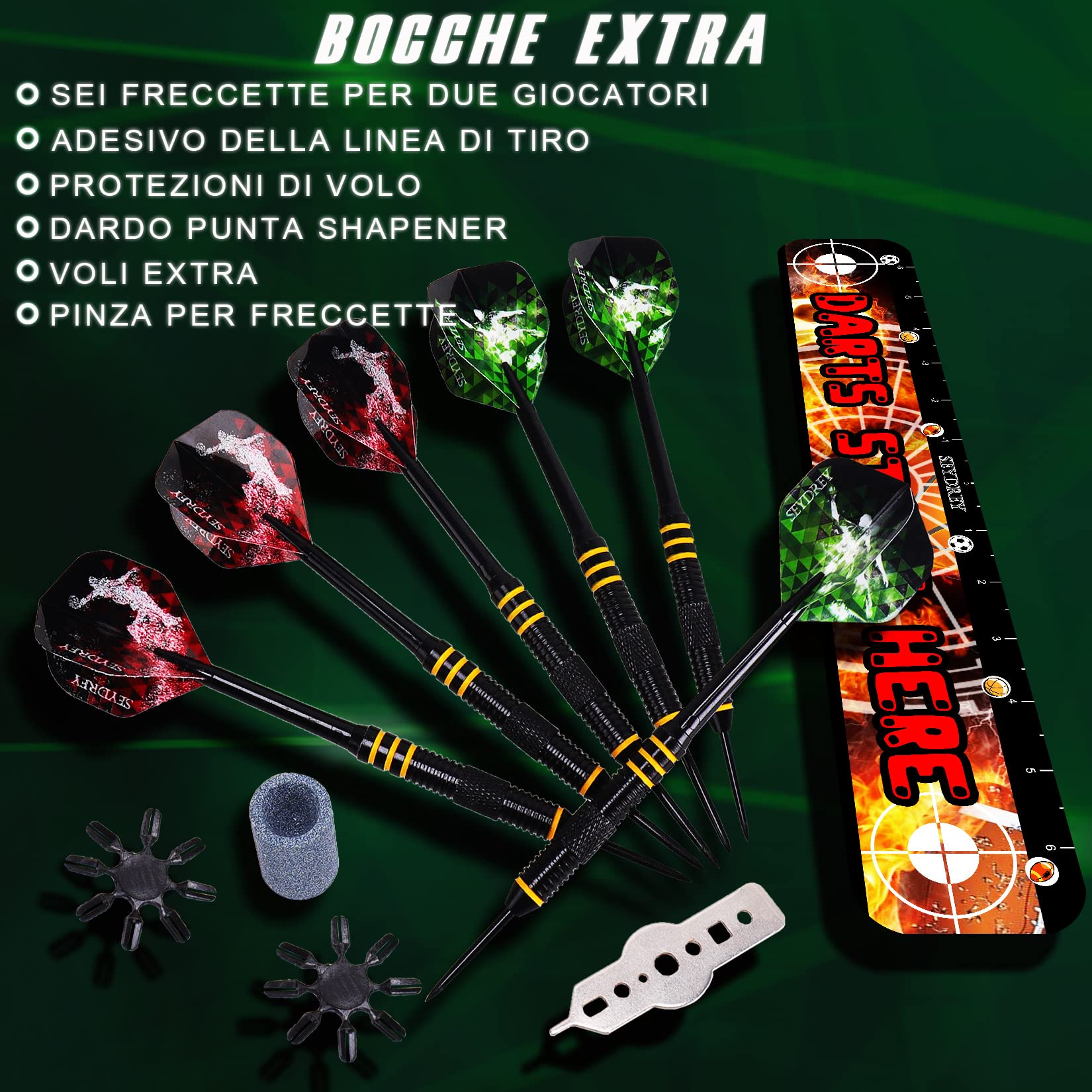 Seydrey Bersaglio per Freccette, Bersaglio Ufficiale con Punta in Acciaio da 20g,Kit di Montaggio Inclusi
