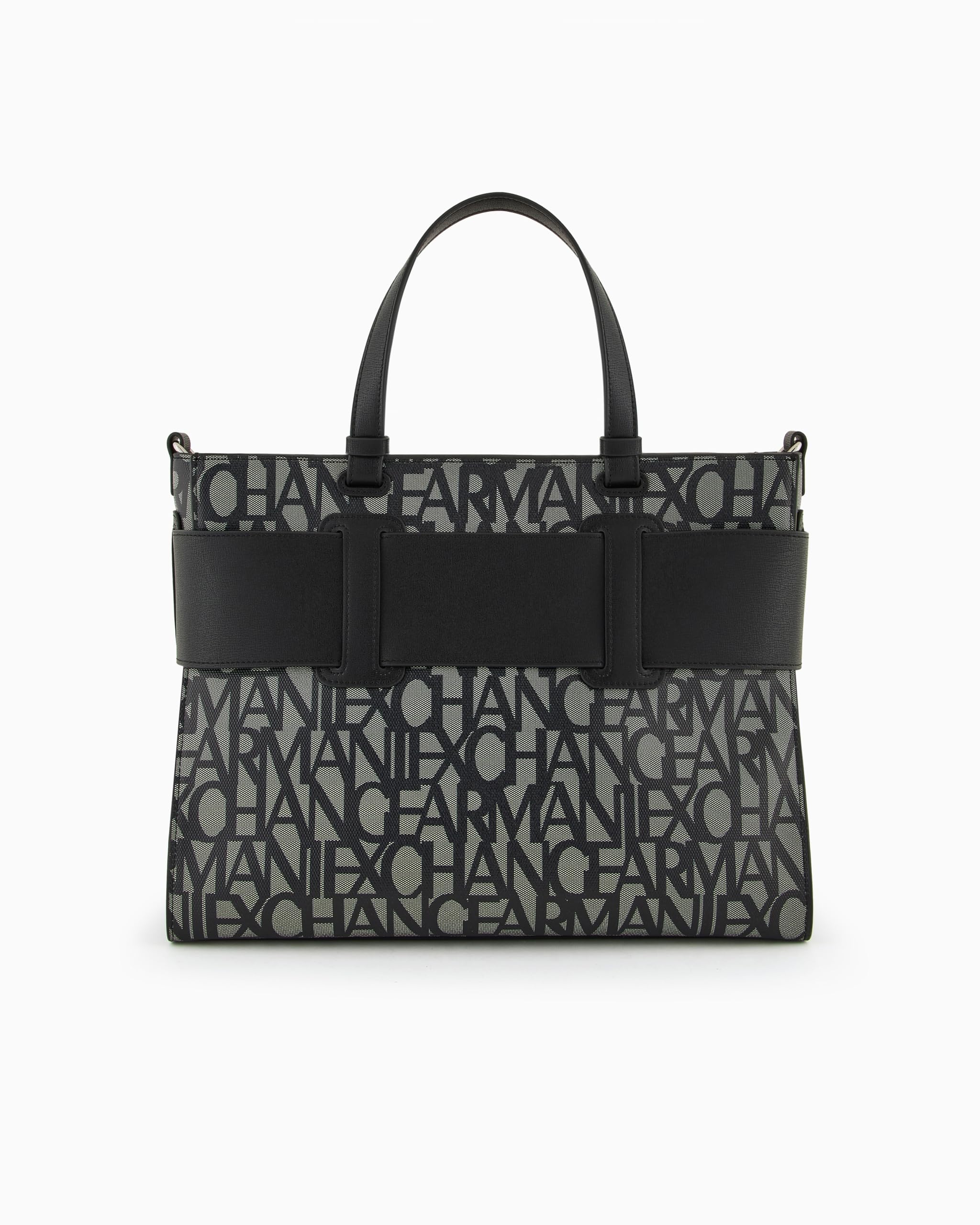 Armani Exchange Susy Allover Logo Large Tote, Big Mujeres, Beige/Black, Einheitsgröße