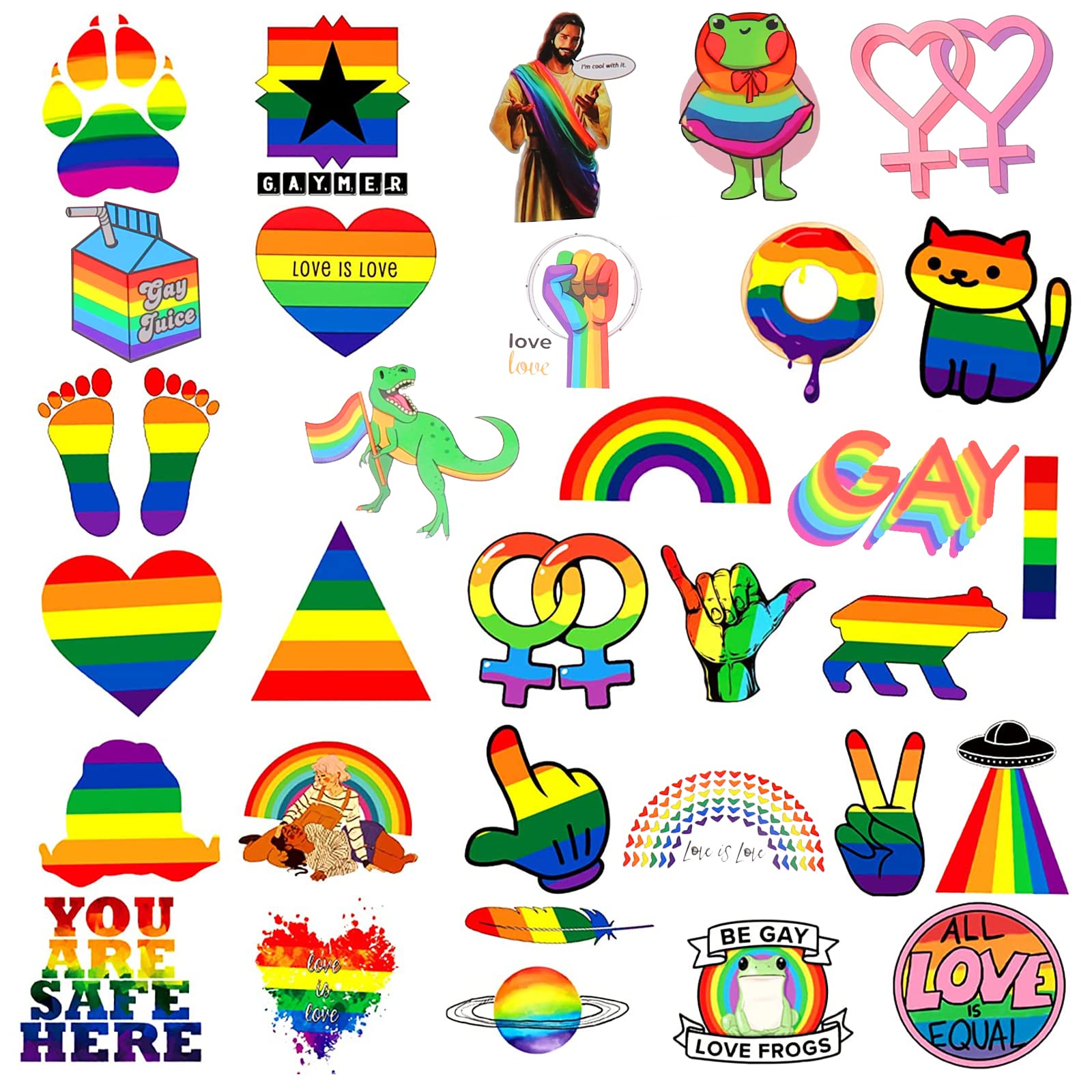 MOGADEE® Pride Sticker, LGBTQ Sticker Set di 53 adesivi per bicicletta Pride, adesivi in vinile impermeabili, per auto, moto, biciclette, snowboard, bagagli, laptop