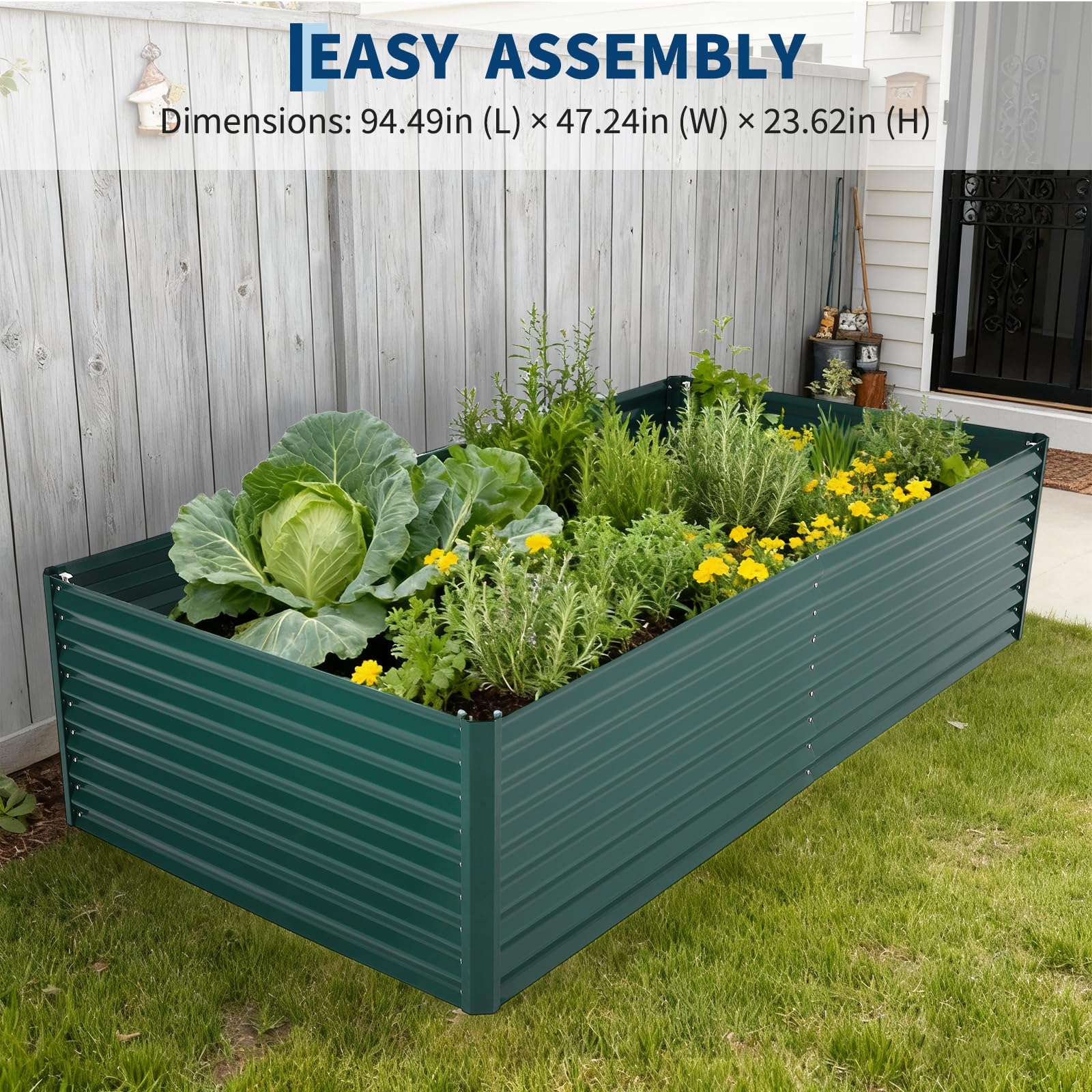 GarveeTech Hochbeet Metall mit Vogelschutznetz, Robuster Pflanzkasten Blumenkasten Kit Wetterfester Pflanzkasten aus Verzinktem Stahl, Vielseitig für Gemüse, Blumen & Kräuter, Einfache Montage