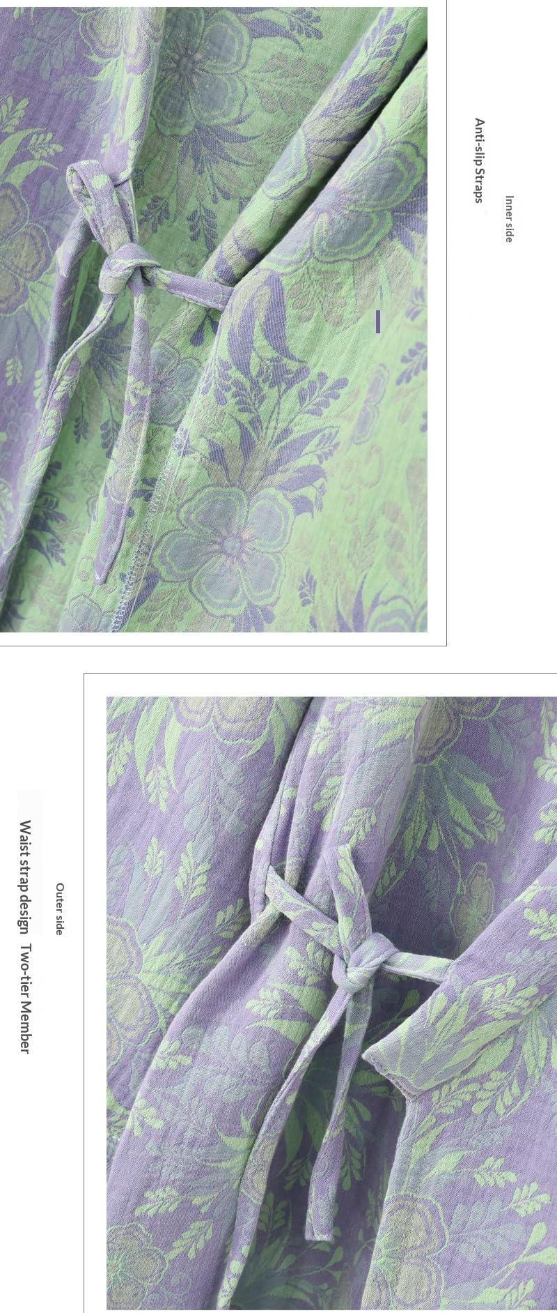 PRINCESS BRIDE Pijama de muselina suave jacquard de doble capa para mujeres y hombres, elegante bata de baño transpirable