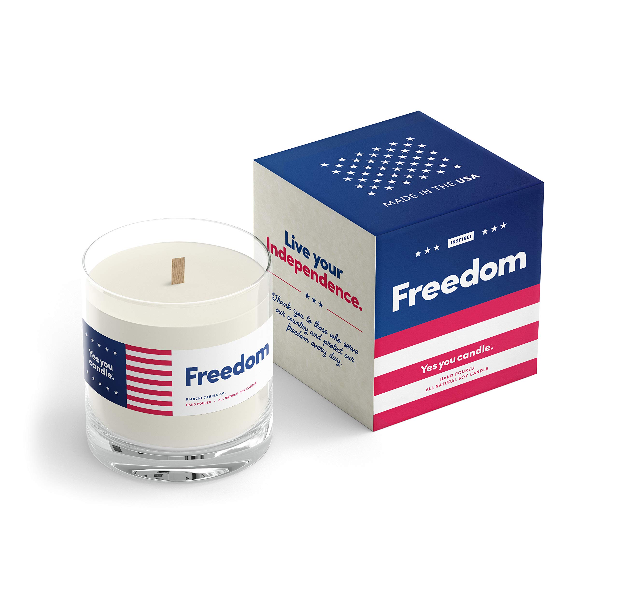 Yes You Candle - Freedom, Carmel Apple, Maple Bourbon, Smoked Hickory Highly-Scented, Inspirational Soy Candle, Made in USA, Pure Essential Oils, Aromatherapy, 9.5 oz