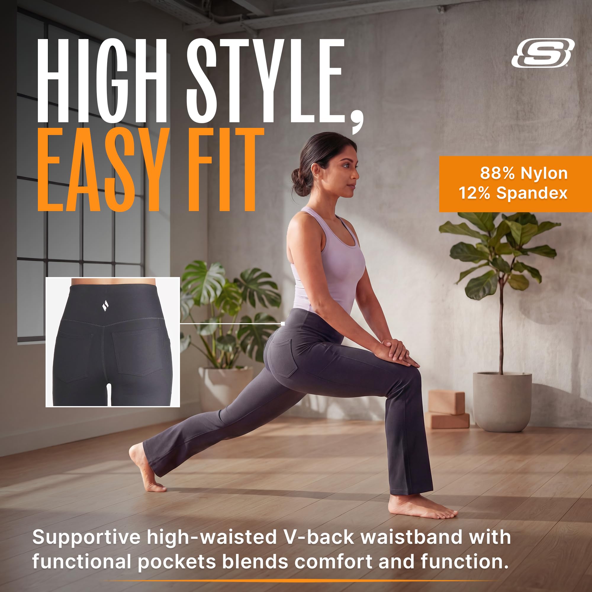 Skechers Women's Go Walk High Waisted Evolution Flare Pant Leggings