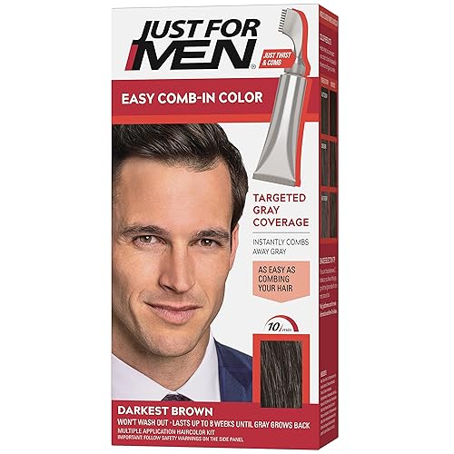 Miniatura 7 de Just For Men Color fácil de peinar anteriormente autostop - Tinte para el cabello para hombre fácil aplicación sin mezcla color negro azabache A-60