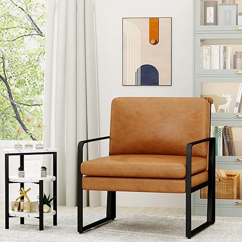 Miniatura 43 de ALISH Sillas decorativas, sillón tapizado, sillas modernas para sala de estar, sillón de lino, sillas laterales de lectura con patas de metal para