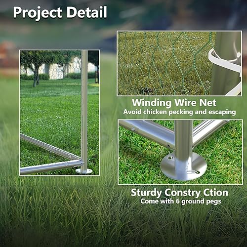 Miniatura 10 de BOSSIN Bold Chicken Coop Run - Bolígrafo de metal grande para exteriores, jaula de aves de corral, con forma de espiral, resistente para patio con