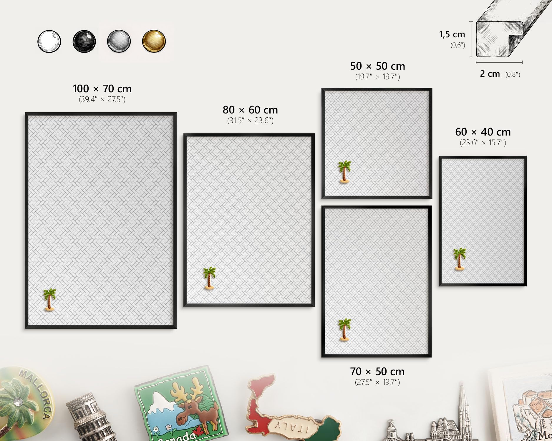 Panel Magnético Informativo 60x40 cm | con Marco Negro | Espiga Blanca | Montaje Fácil | Pizarra de Pared | Para Restaurante y Bar | Expositor para Menú, Ofertas del Día