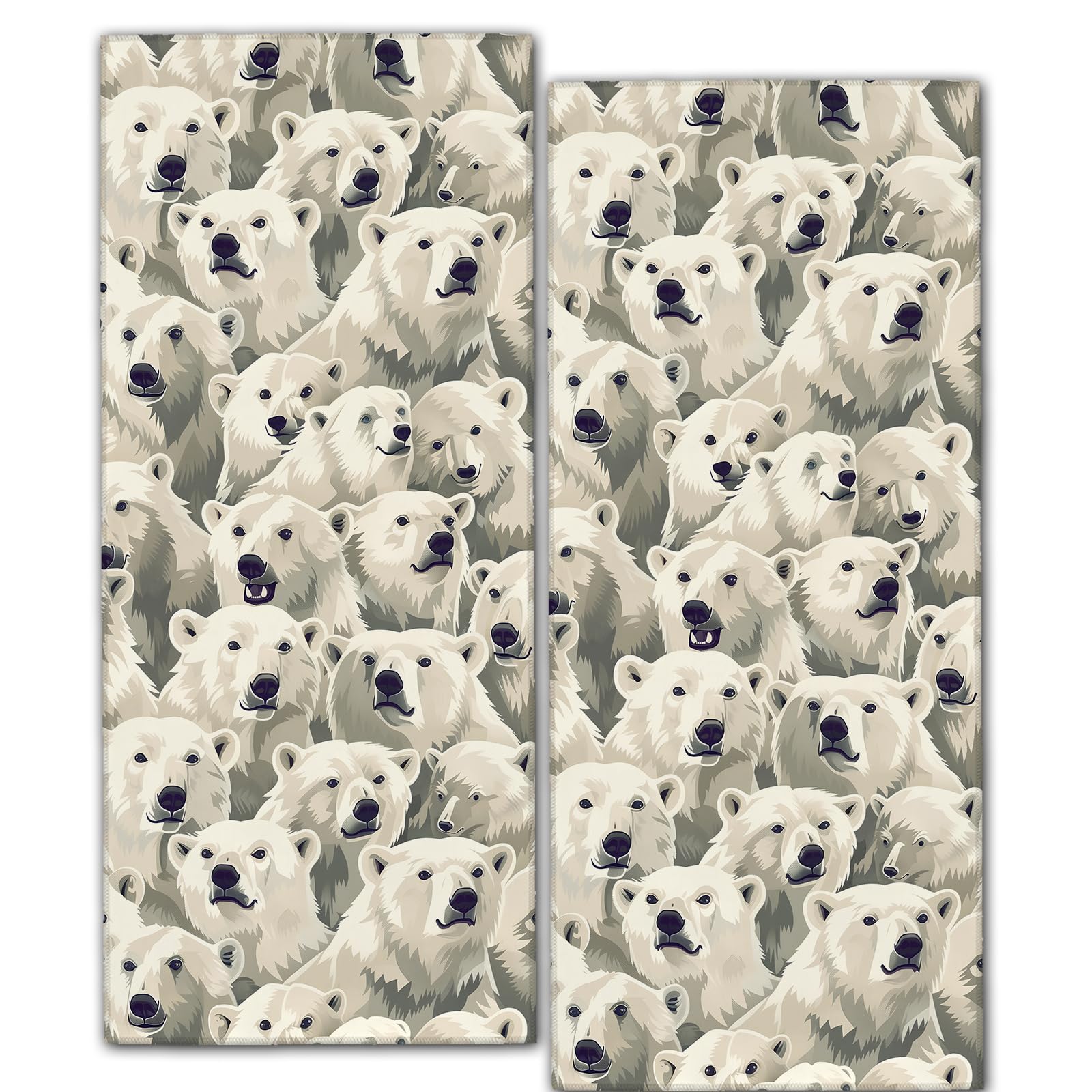 ainori Polar Bear 2 Pack Hand Towels,14.5x28 Inch,Realistic Animal Face Kitchen Dish Towel Set Decor,Polyester,Absorbent,Versatile Decorative