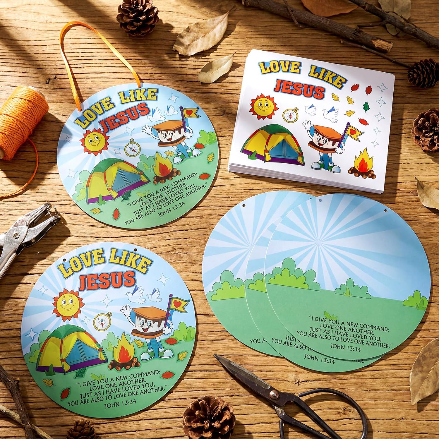 Motipuns 24 Set VBS Camp Crafts Sunday School Christian Craft Kit for Vacation Bible School DIY Religious Love Like Jesus Hanging Decor VBS Classroom Church Activities Supplies image 5