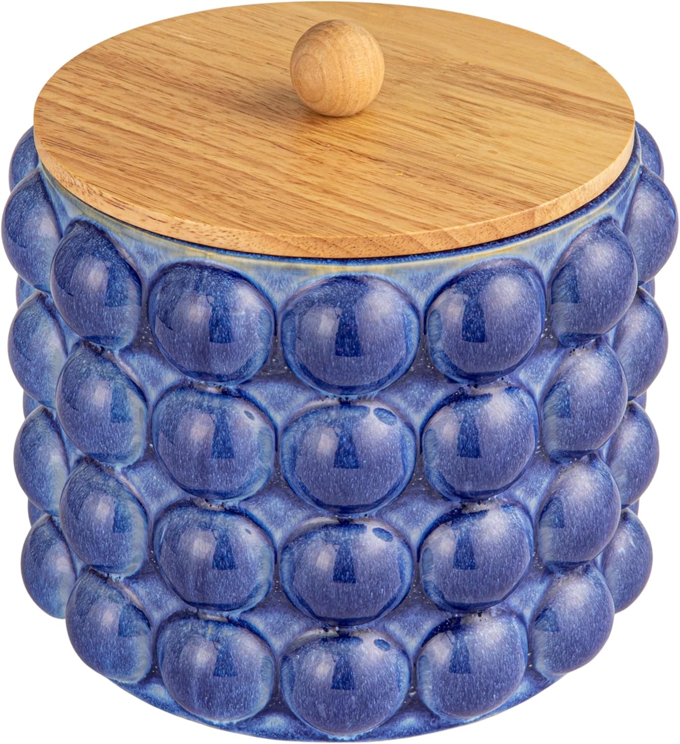 Creative Co-Op Stoneware Canister with Lid, Navy Color and Natural