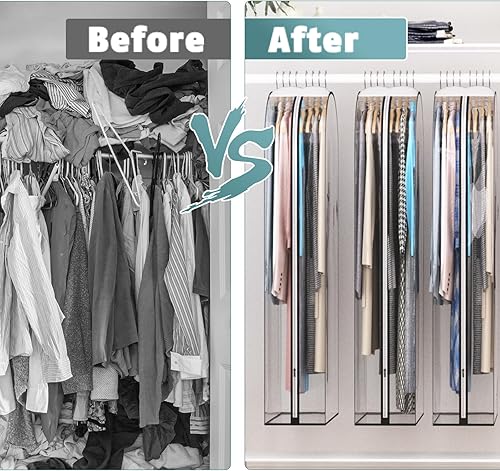 Miniatura 8 de Bolsa transparente para colgar ropa de 10 pulgadas, reforzada, bolsas de traje de 32 pulgadas para almacenamiento de armario abierto, cubierta de