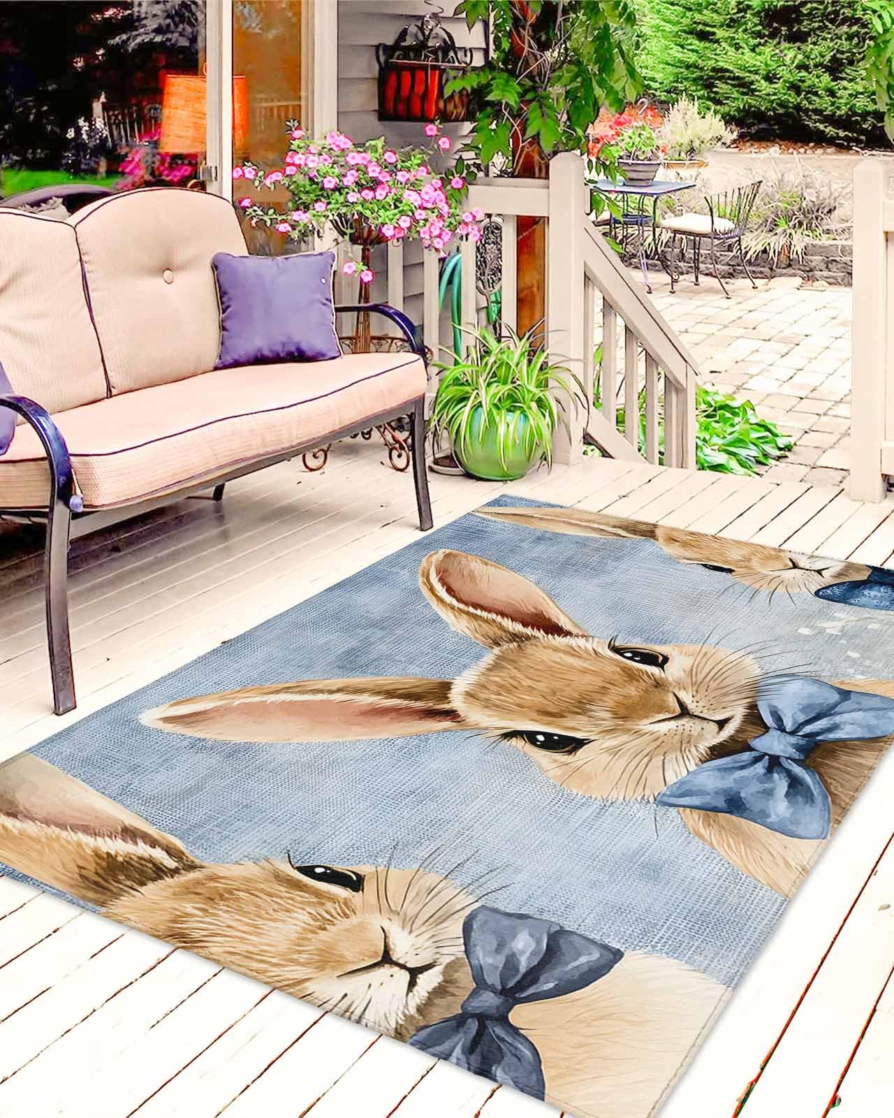 Amazon.com: ERUNPONLY Brown Easter Bunny Outdoor Rug 6x9 Ft for