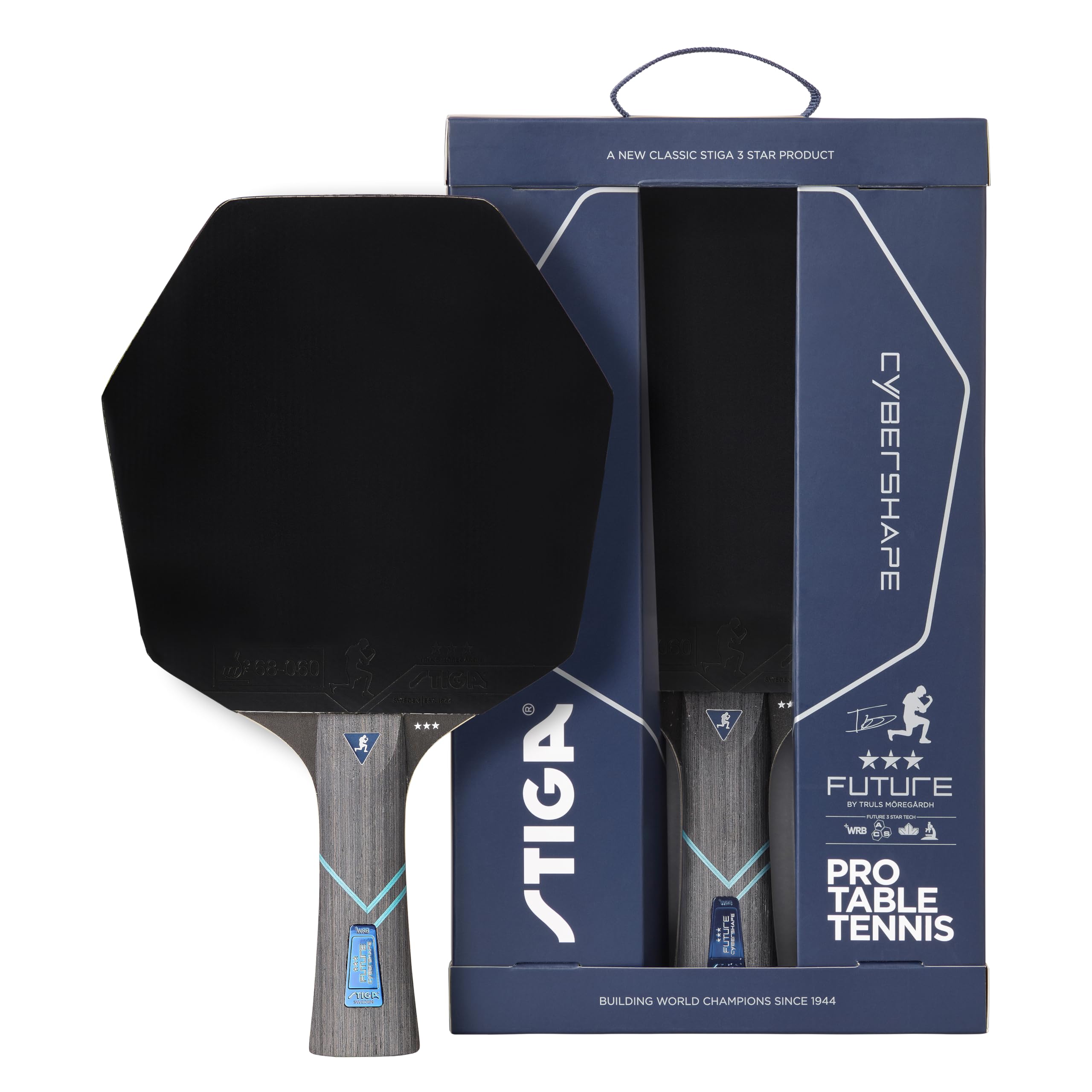 STIGA Cybershape Future Tischtennisracket, Truls Möregårdh, revolutionärer 3-Sterne-Tischtennisschläger mit sechseckiger Form, Aufstrebende Spieler, Schwarz