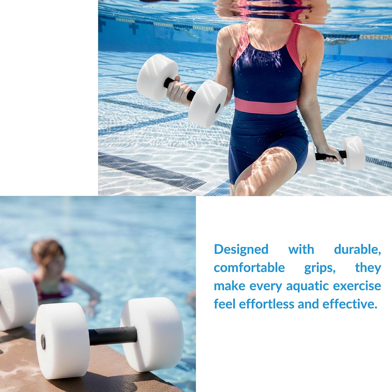 Sporti Premium Aquatic Fitness Dumbbells Water Weights for Water Aerobics Fitness and Pool Exercises,Strengthening Upper Body