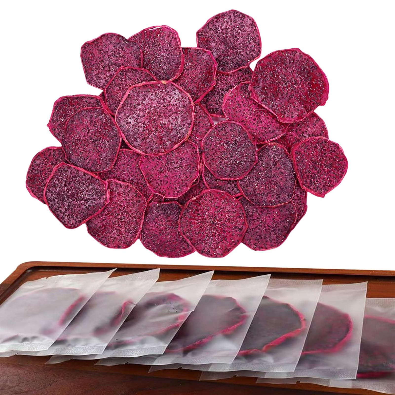 Freeze Dried Dragon Fruit Slices Chunks for Cocktails Dragon Fruit Cubes Pieces Bulk No Sugar added Make Drink/Tea Dehydrated Snack, Red Nutty 3.5oz/100g