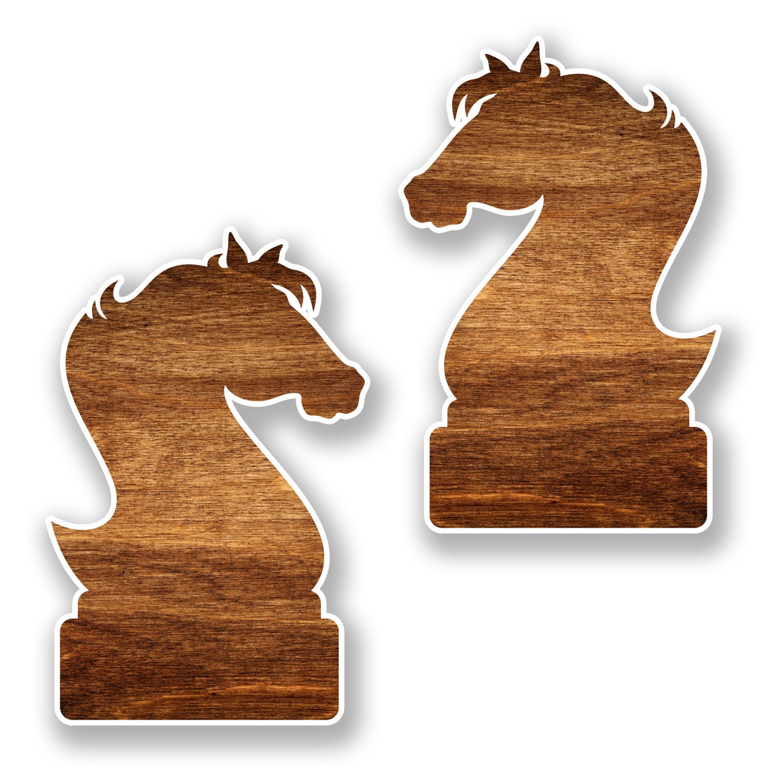 Destinationvinyl Multi 2 X 10Cm Wooden Knight Vinyl Stickers Chess Piece Horse Laptop Car #6439 (6.5Cm Wide X 10Cm Tall)