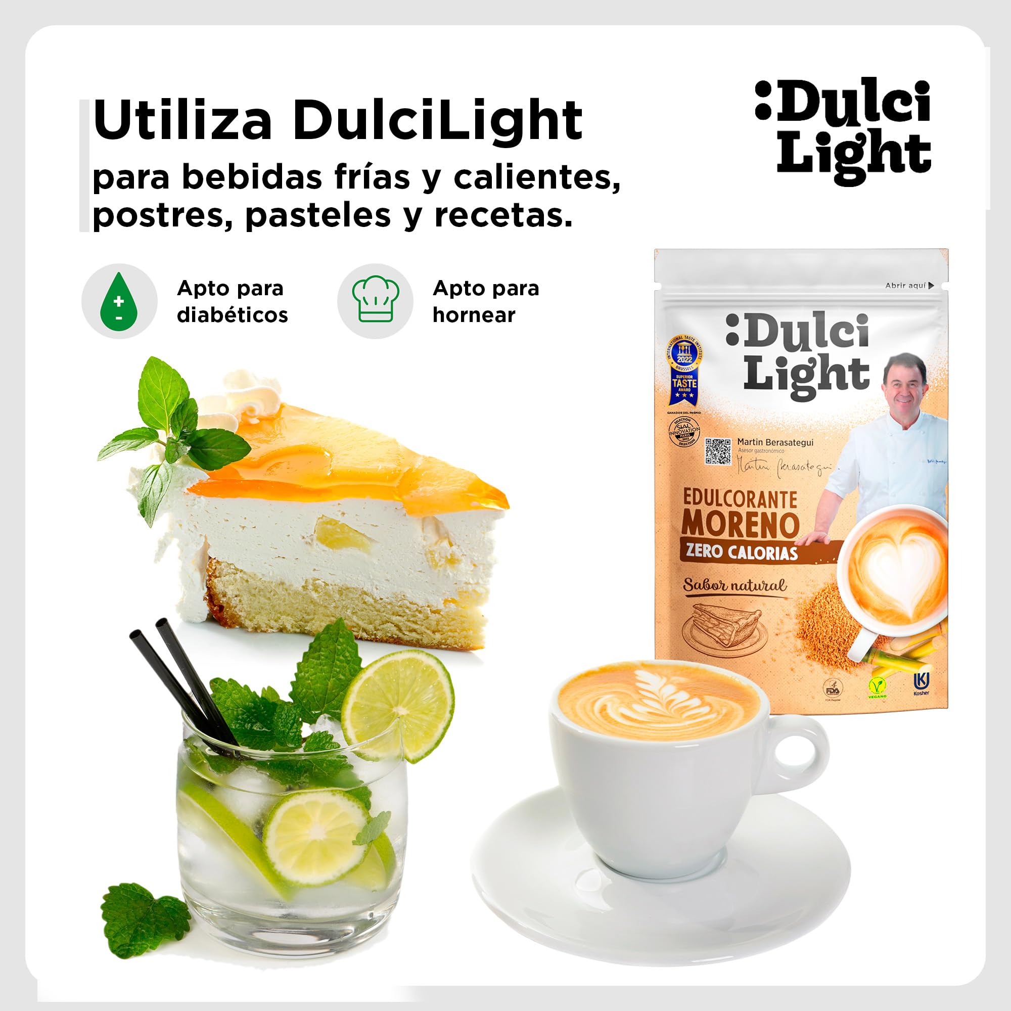 Dulcilight Edulcorante Moreno Zero Doypack 200 gr |Sustituto del azucar Moreno Sabor Natural | 200 gr = 2kg Azúcar |Granulado con Fibra Vegetal | keto | No OMG | edulcorante a Granel