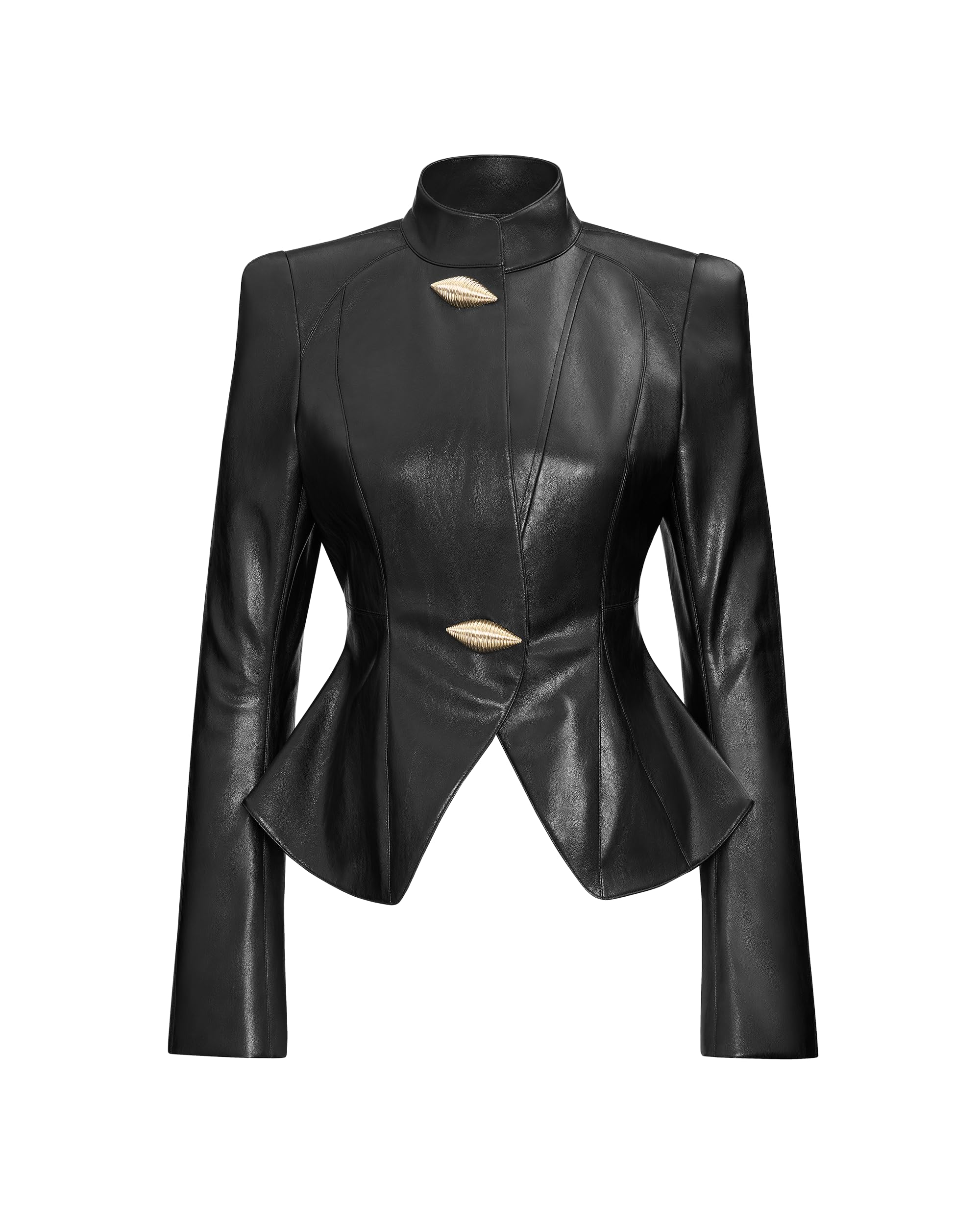 JW PEI Womens Autumn Metallic Conch PU Jacket