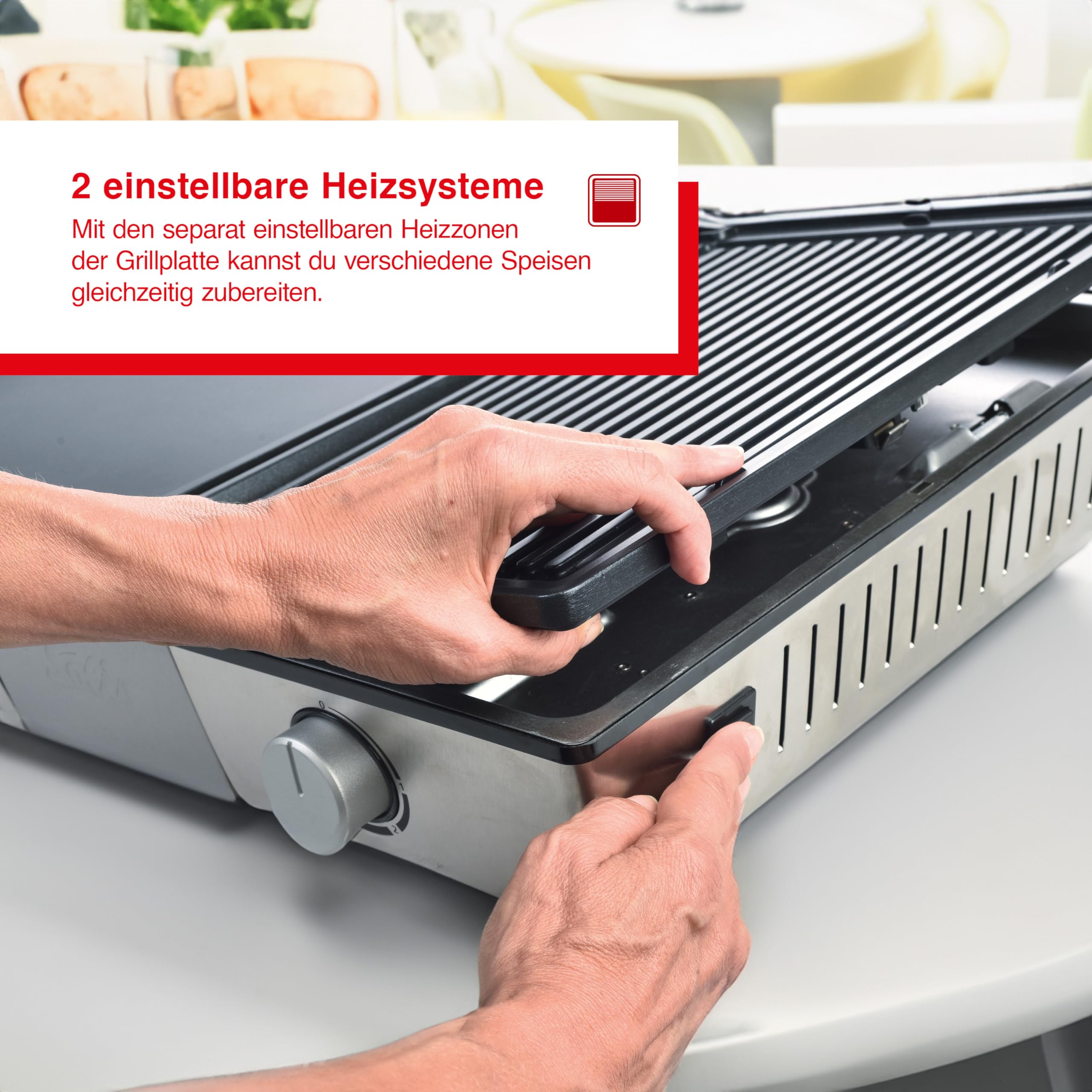 Solis Teppanyaki@Home 795 Tischgrill Elektrogrill Plancha Grillplatte mit Glocke Zwei Heizzonen 8 Personen