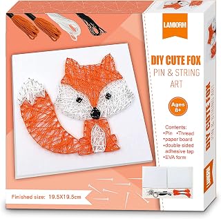 DIY String Art Kit - Cute Fox Craft Kit with String Art Patterns, Pushpins, Crafting Supplies, String Art Kit for Kids Gift for 9-12 Girls Unique Gift for Home Wall Decorations