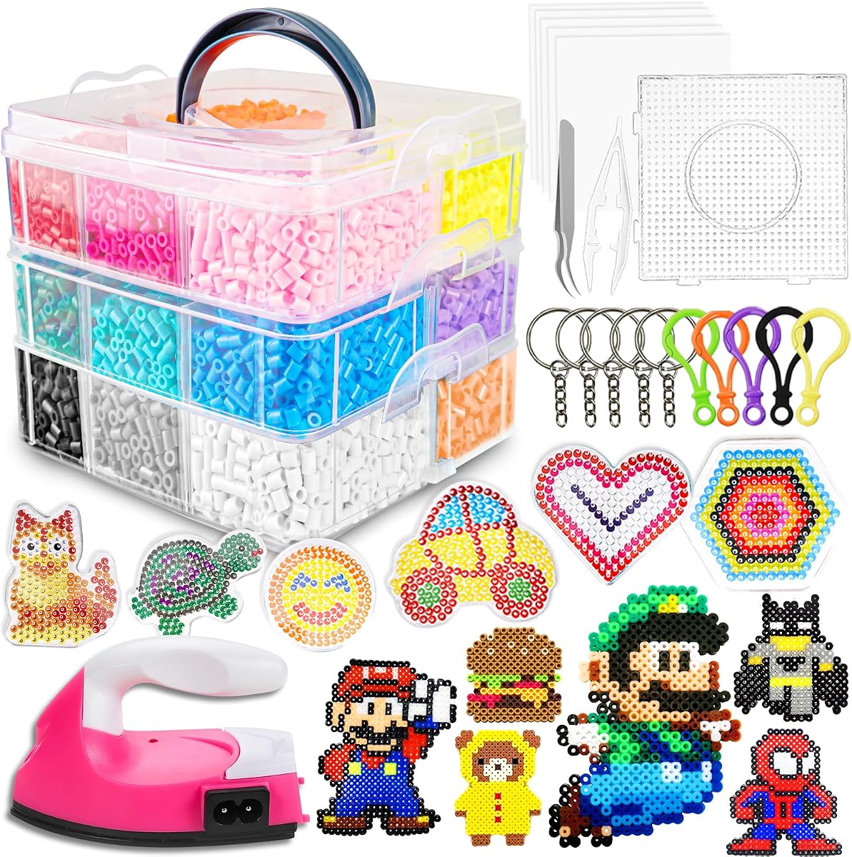 12000 5mm Fuse Beads Kit Iron Set - Toys for Kids Crafts for Girls Ages 8-12, Arts and Crafts for Kids Ages 6-8, Birthday Gifts for Girls Boys Age 5 6 7 8 9 10 11 12 Year Old