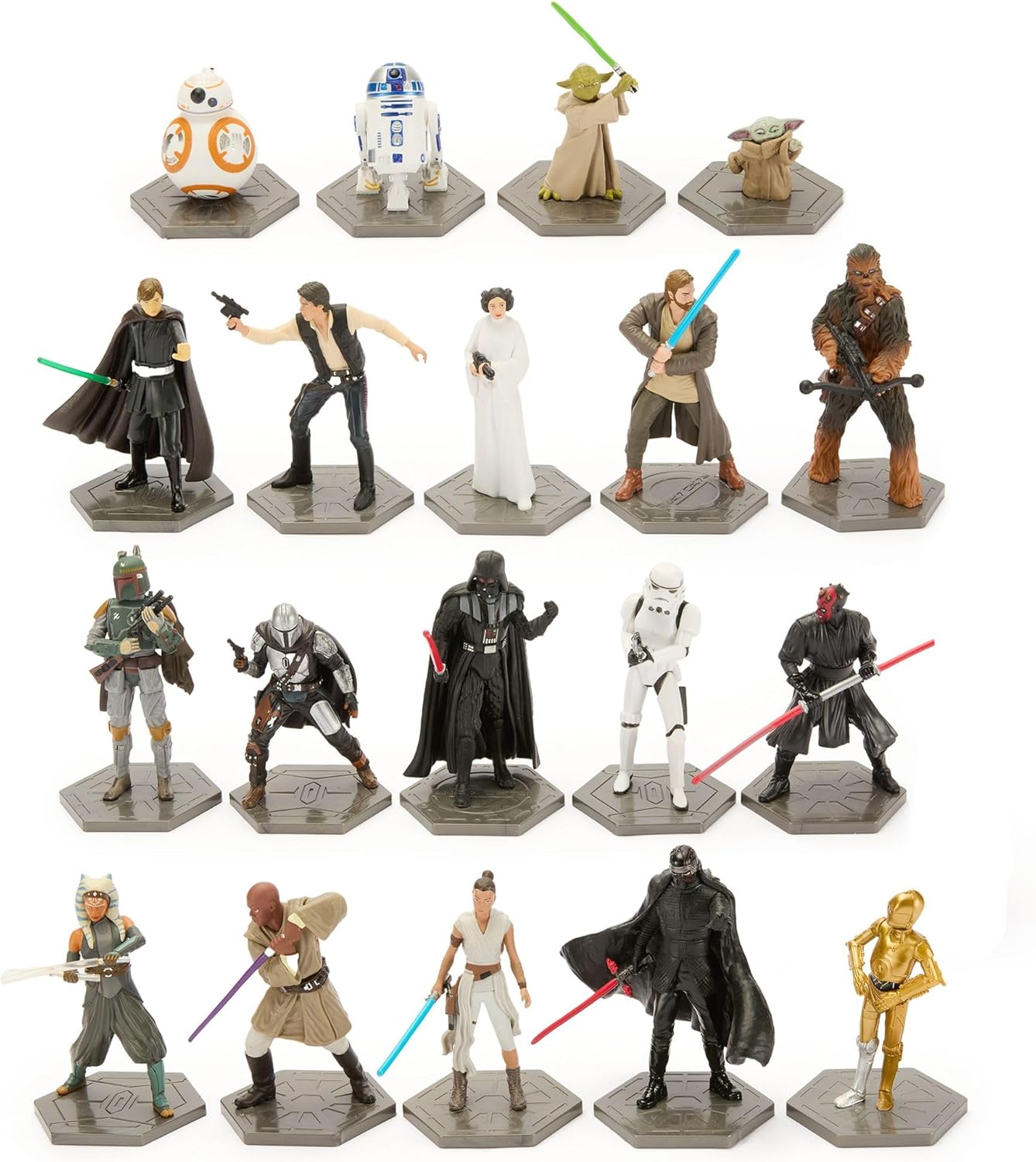 Disney Store Official Star Wars Mega Figure Set - 19 Fully Sculpted Figurines - Includes Han Solo, Darth Vader, Yoda, & More - Perfect Star Wars Gift Set for Fans of Toy Figures & Playsets