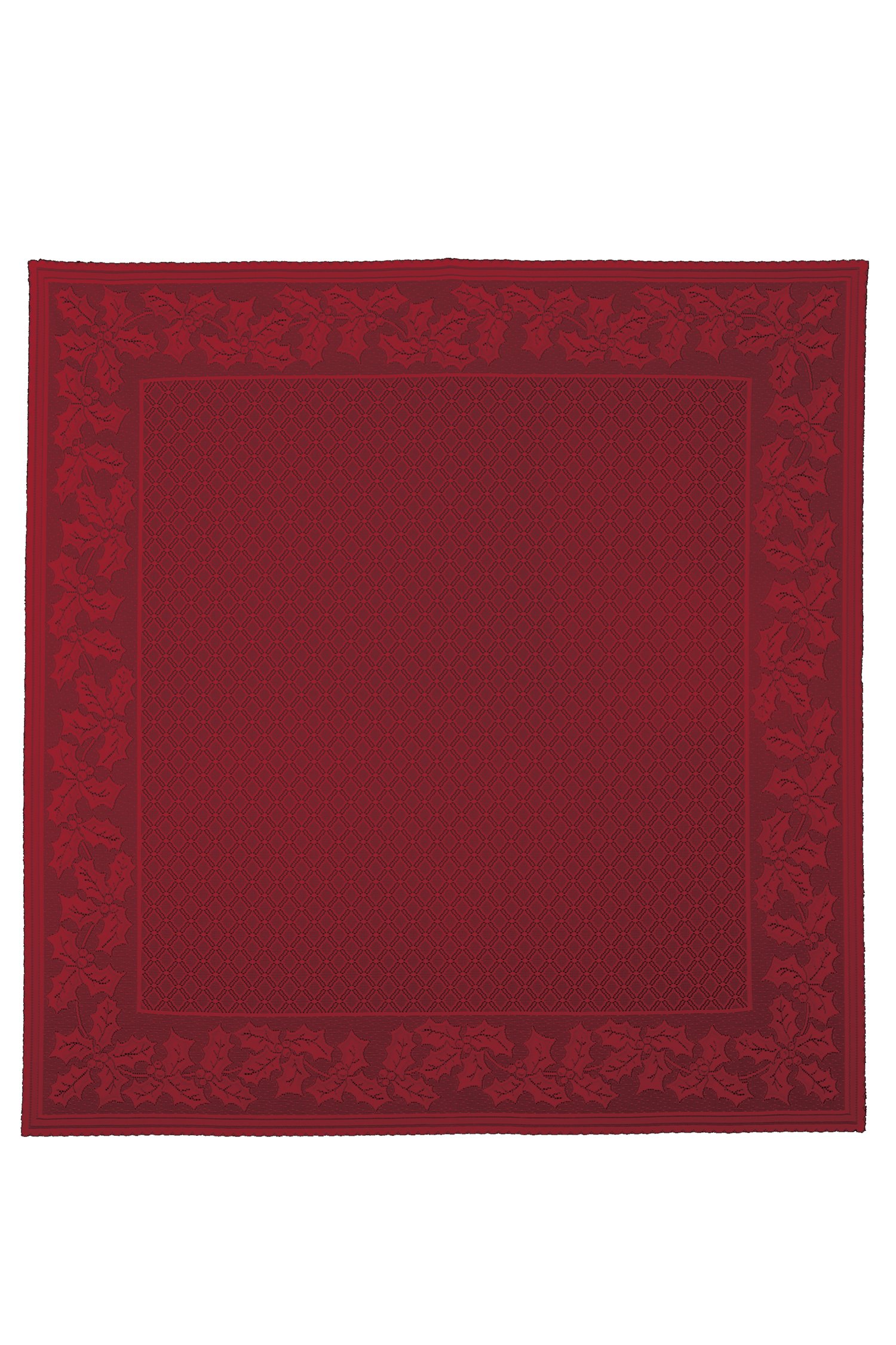 Surnappe rouge Heritage Dentelle Holly Vine 147 cm au tissage traditionnel de prestige