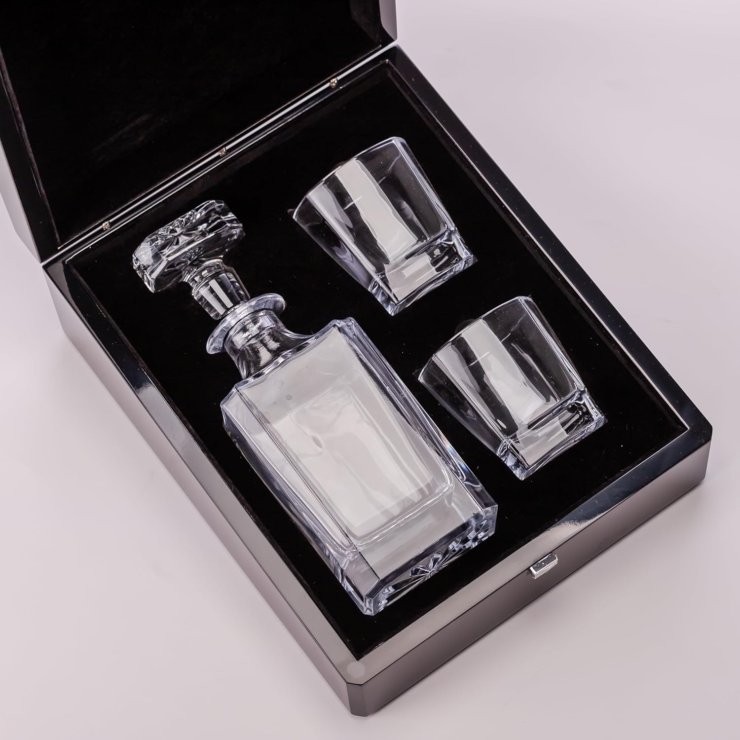 Liquor Decanter Set with Premium Wood Gift Box: 2 Rock Glasses, Crystal Glass Decanter, Bourbon, Whiskey, Gifts for Men, Dad, Father’s Day, Birthday, Weddings, Groomsman, Gift Ideas - Image 8