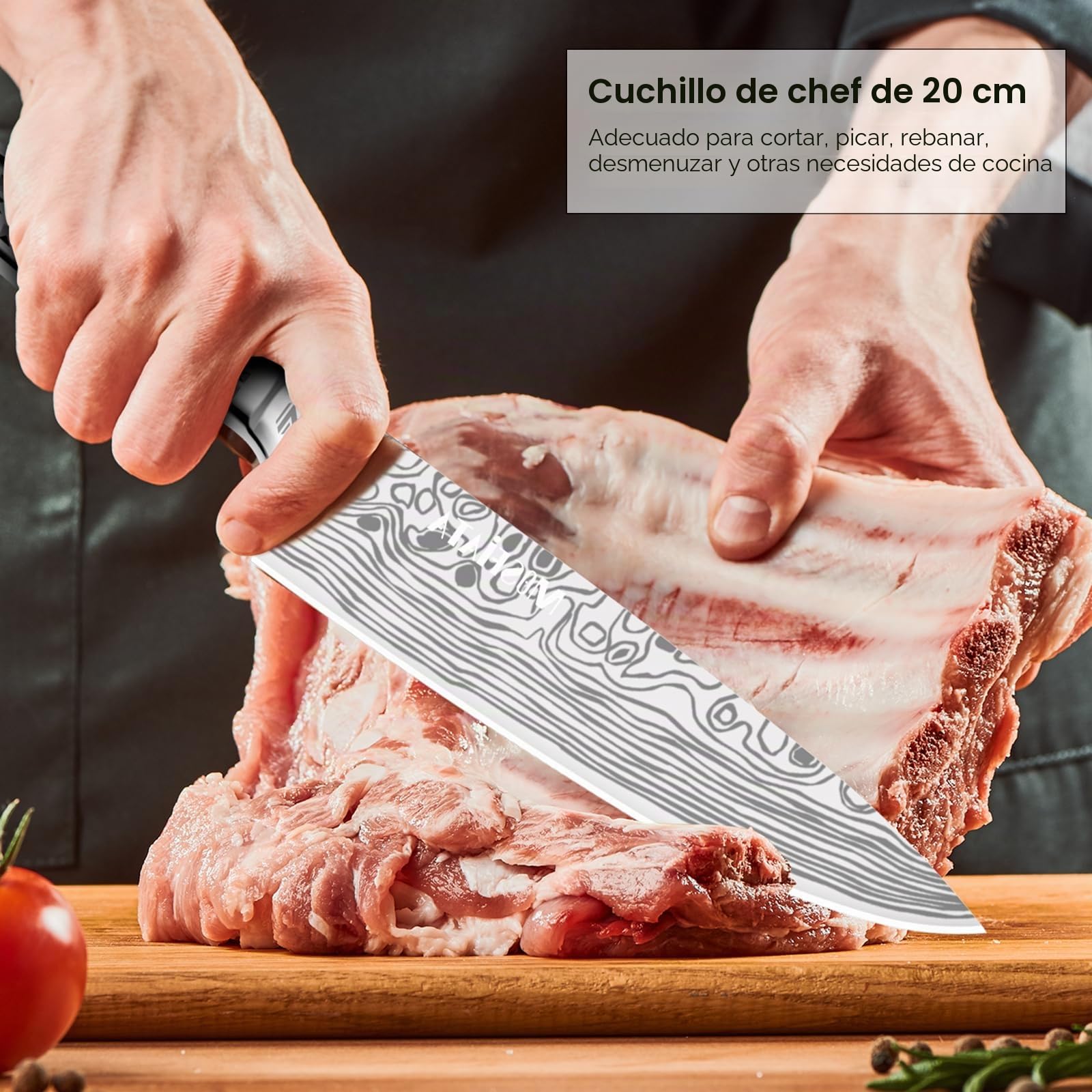 MOSFiATA Juego de Cuchillos con Bolsa, Set Cuchillos Cocina Profesional con Afilador y Estuche