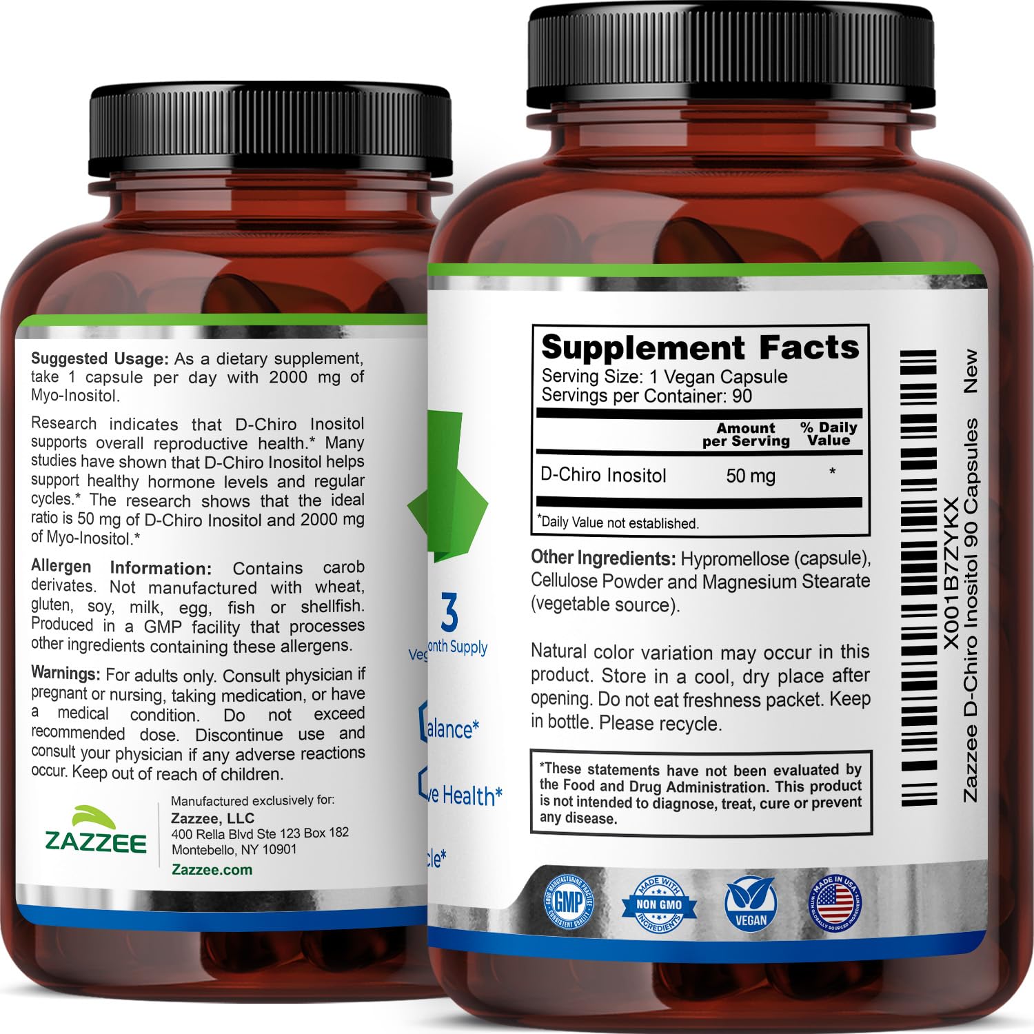 Zazzee D-Chiro-Inositol, 50 mg per Capsule, 90 Vegan Capsules — Amazon image 8
