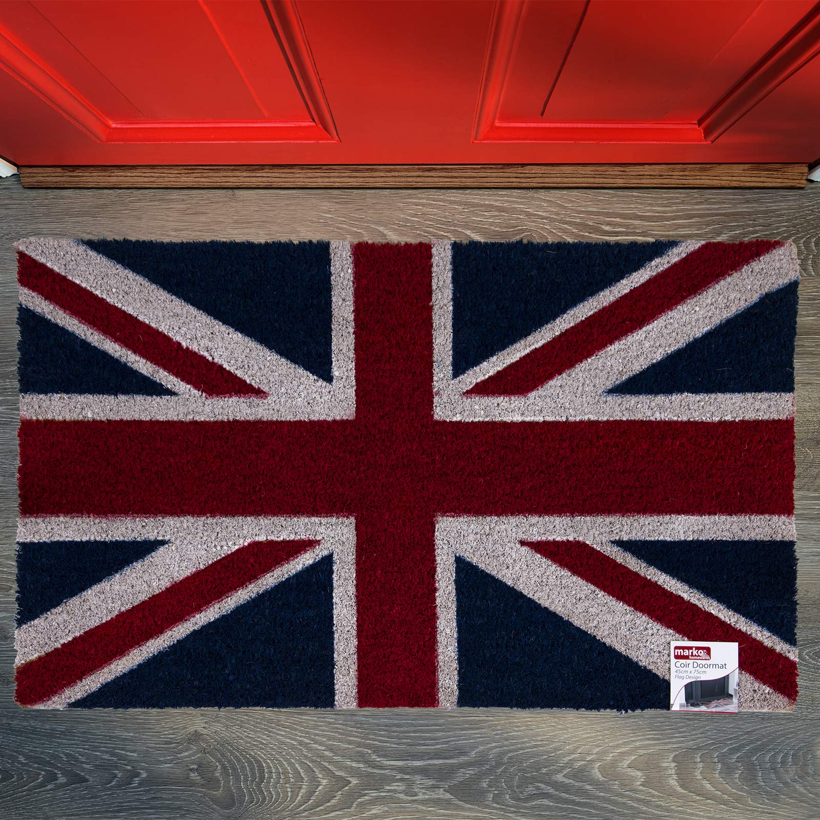 markoHomewares Door Mat Doormat Non Slip Natural Coir PVC Backed Indoor Outdoor Home & Garden (45cm x 75cm - Union Jack)