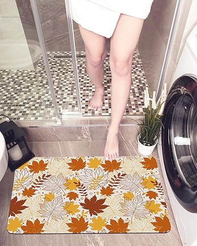 Miniatura 1 de Fall Bath Mat for Bathroom Rugs Non Slip, Quick Dry Bath Rug, Thin Rubber Backed Easy to Clean, Autumn Maple Leaves Happy Thanksgiving Harvest Day
