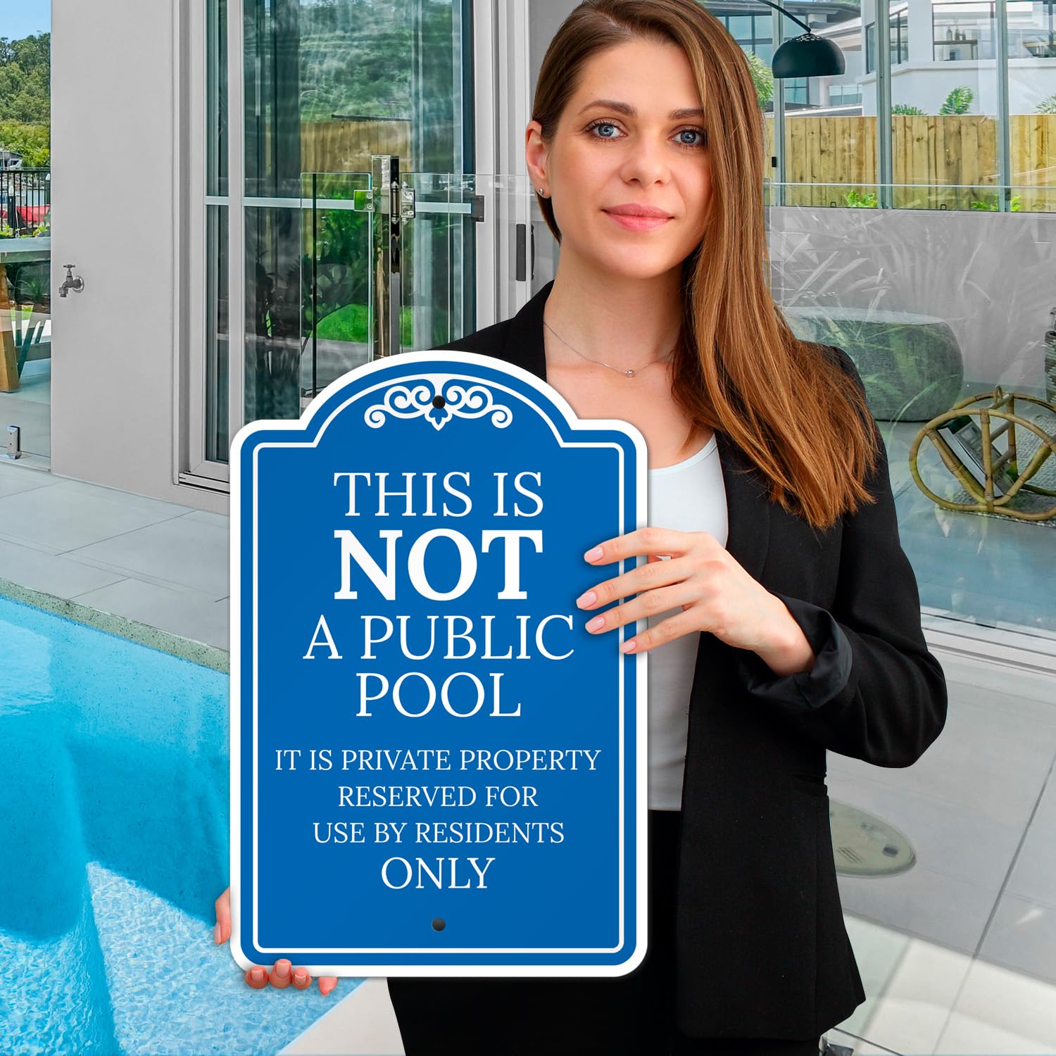 This is Not A Public Pool It is Private Property Reserved for Use by Residents Only Sign, 12x18 Inches, ACM, Fade Resistant, Made in USA