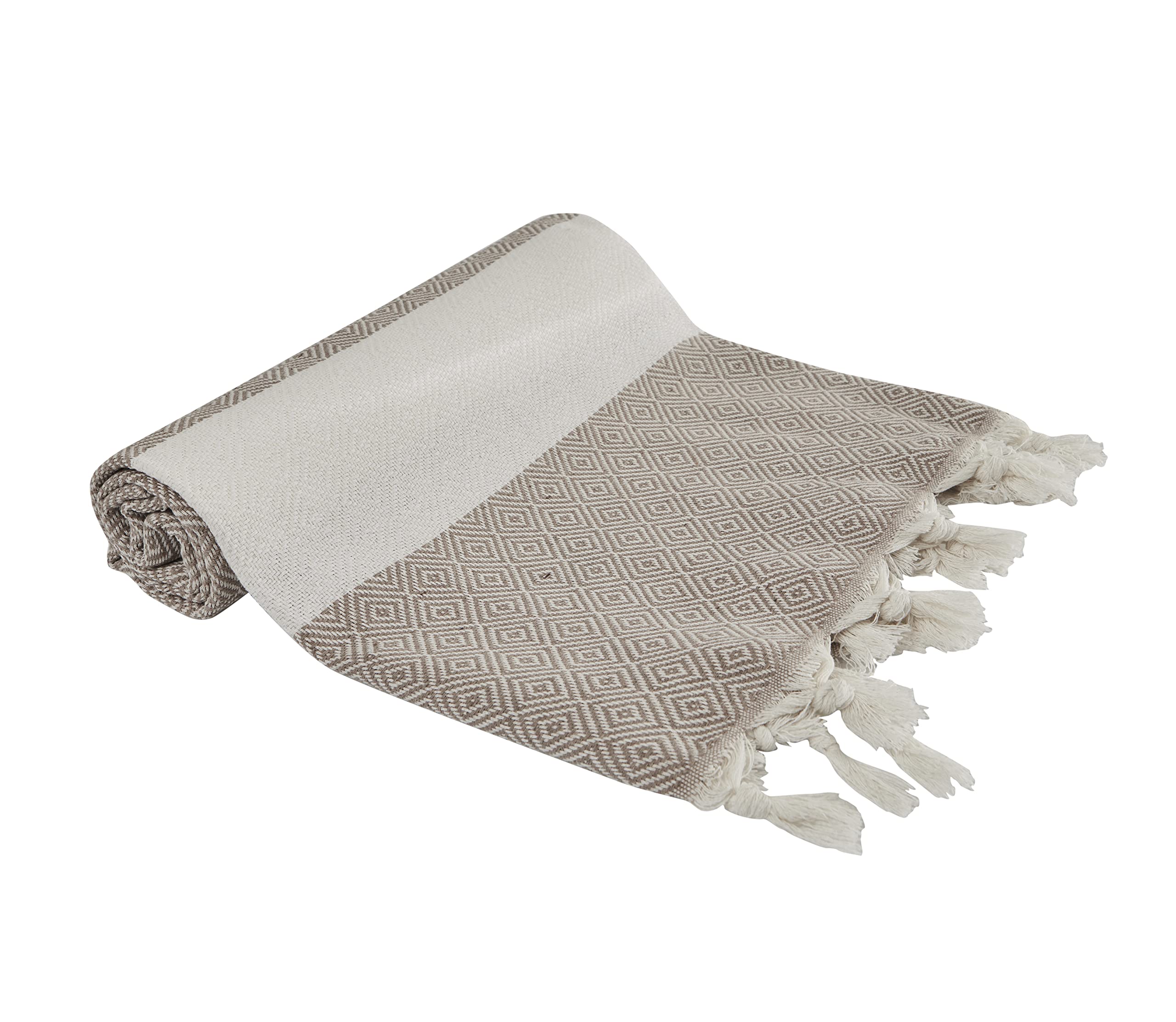 BABEL ARTESANIA Beach Towel Turkish XL Organic Cotton – Pestemal Fouta Pareo – Sauna Towel Bath Towel Shower Towel Hammam Sports Towel 100 x 180 cm (Beige)