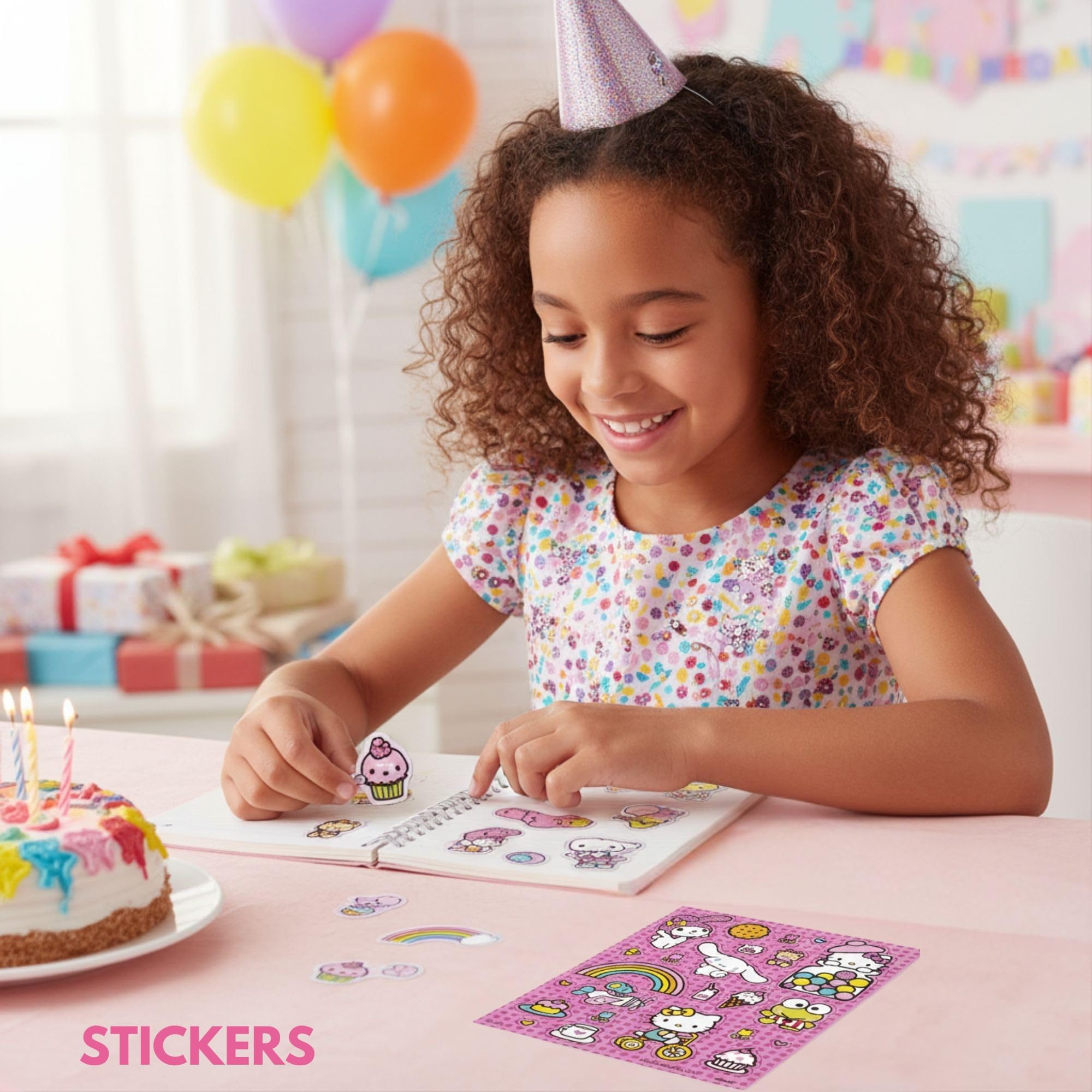 Unique Hello Kitty Party Favors - 16 Goodie Bags with 16 Sticker Sheets, 24 Tattoos, Checklist - Hello Kitty Birthday Decorations - Officially Licensed