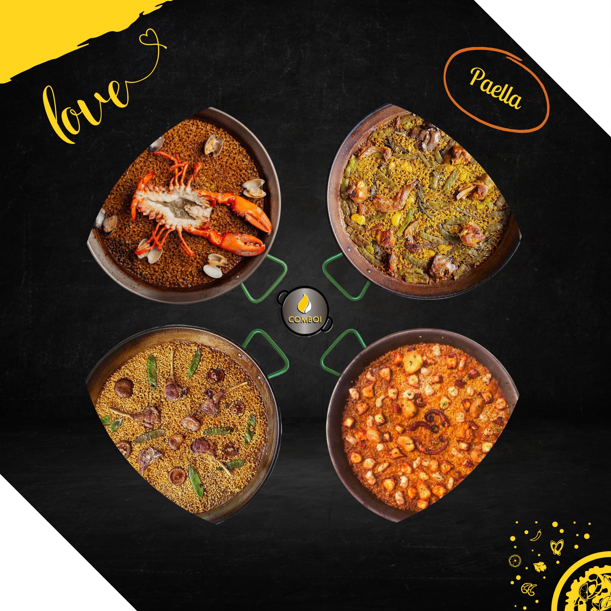 Poêle à Paella En Acier Poli 60 Cm - Pour 20 Personnes - Marque Vaello Campos