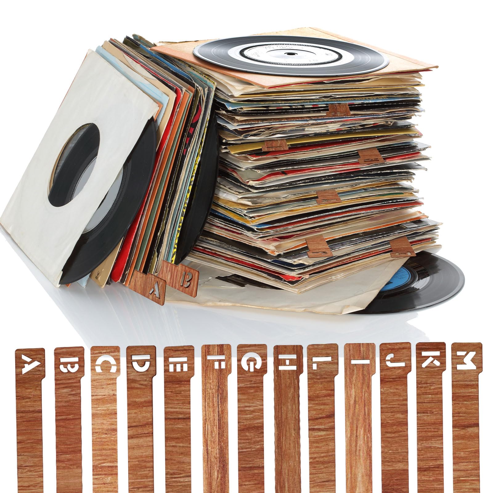 26 Pezzi Divisori per Dischi in Vinile, A-Z in Legno Organizzatore Alfabetico per Dischi in Vinile Separatori per Dischi in Vinile Guide per Organizzatore per Album CD DVD Scaffali