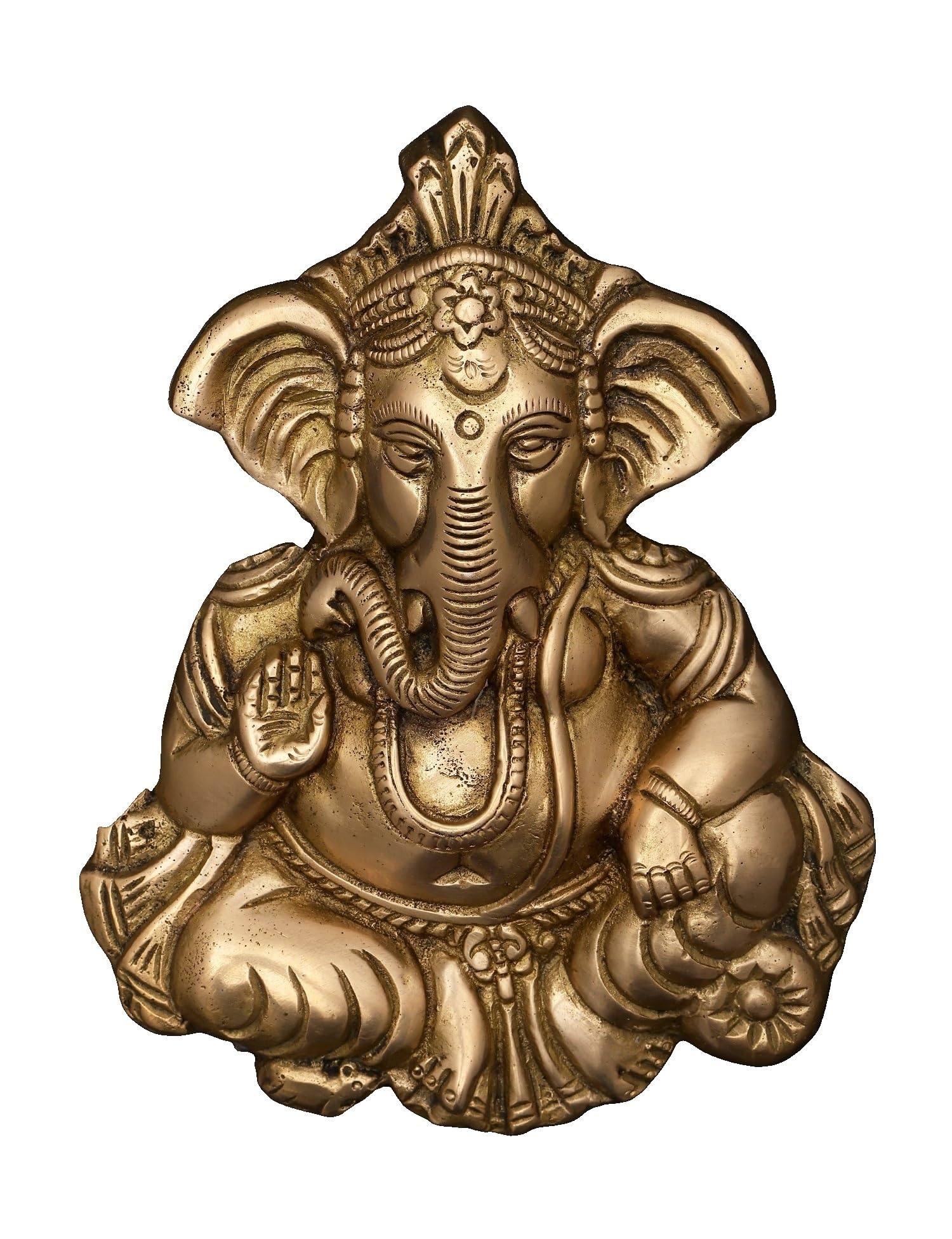 Statue murale Ganpati protectrice, idole sacrée en laiton fait main pour foyer
