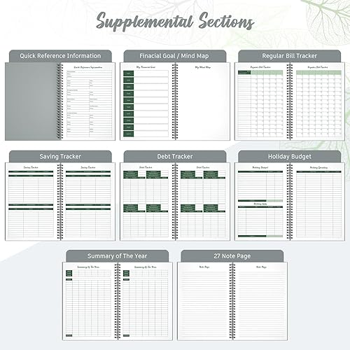 Miniatura 5 de Planificador de presupuesto, libro de presupuesto con rastreador de gastos, planificador financiero con 12 bolsillos, organizador de facturas