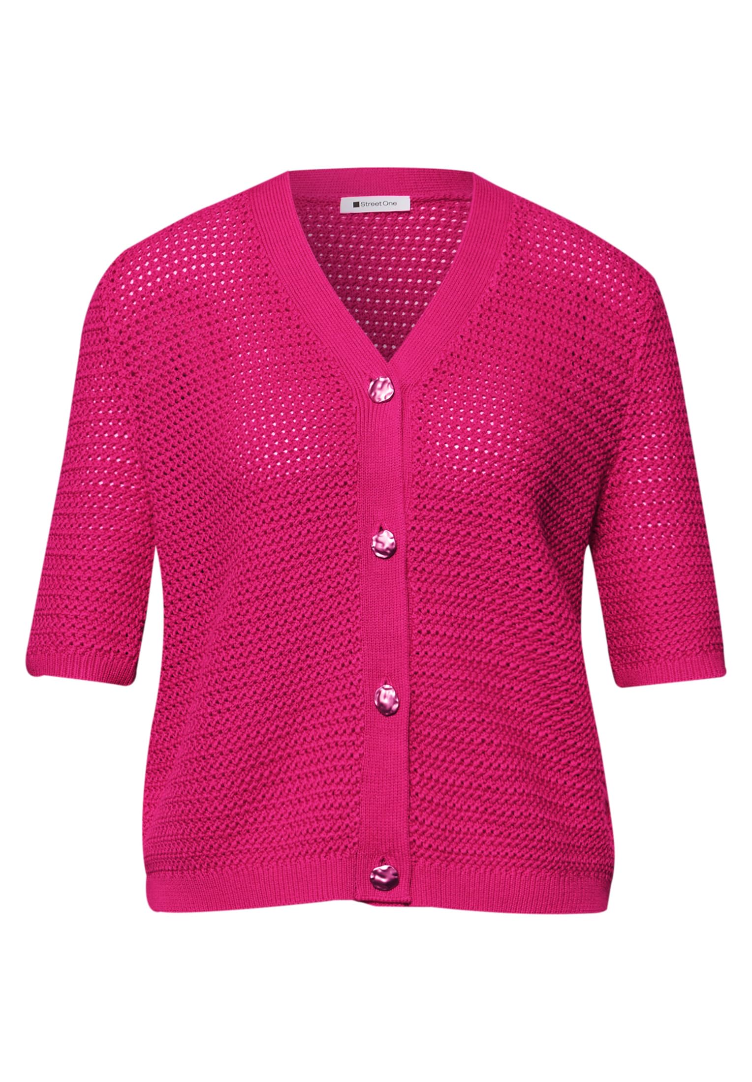 Kurzarm Cardigan mit V-Neck und Struktur