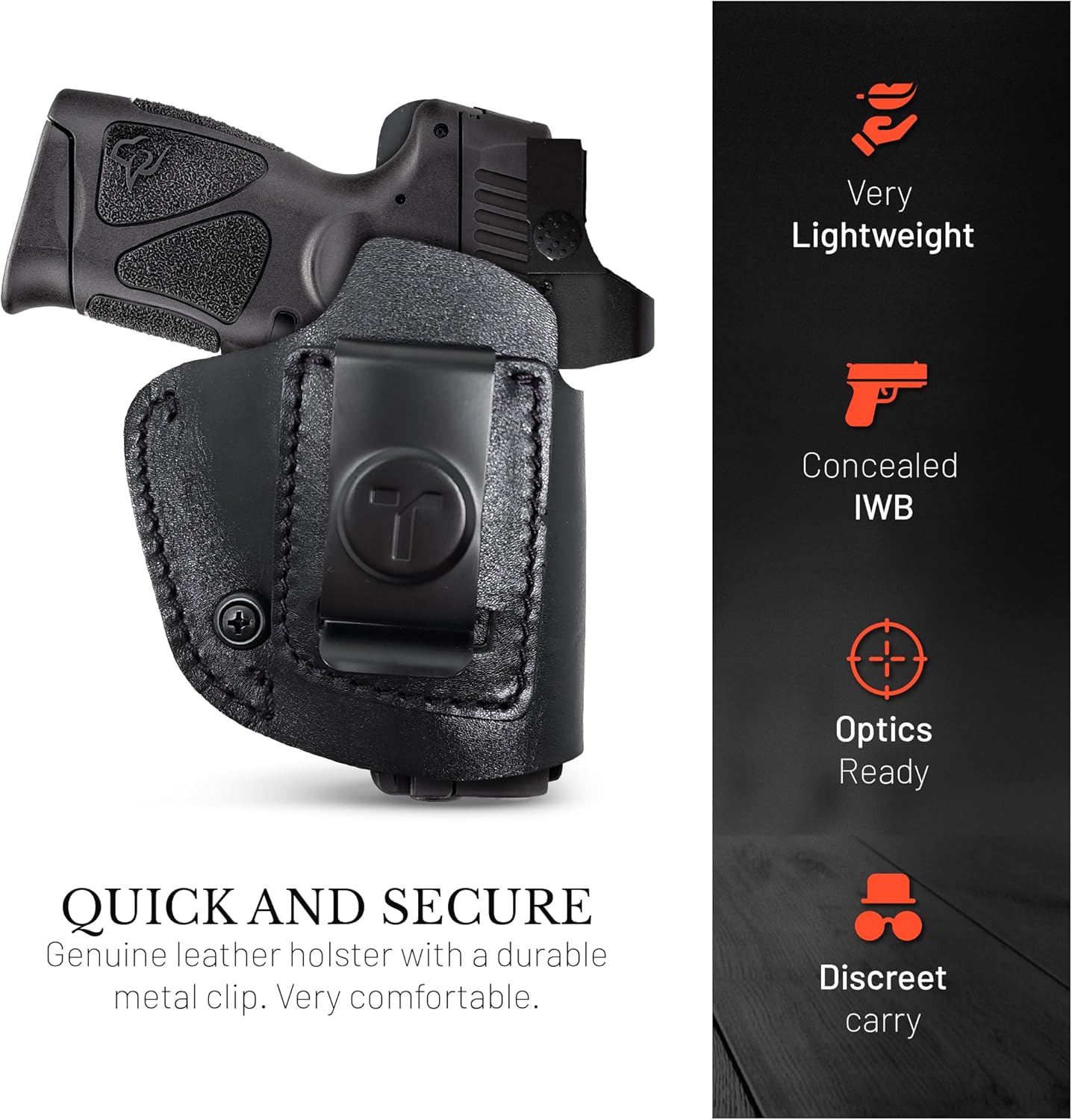 IWB Suede Leather Holsters for Pistols Optic Ready Right Hand. Fits for Most Double Stack Sub Compact Pistols Shield 9mm Leather Holster, Taurus G2C/G3C.