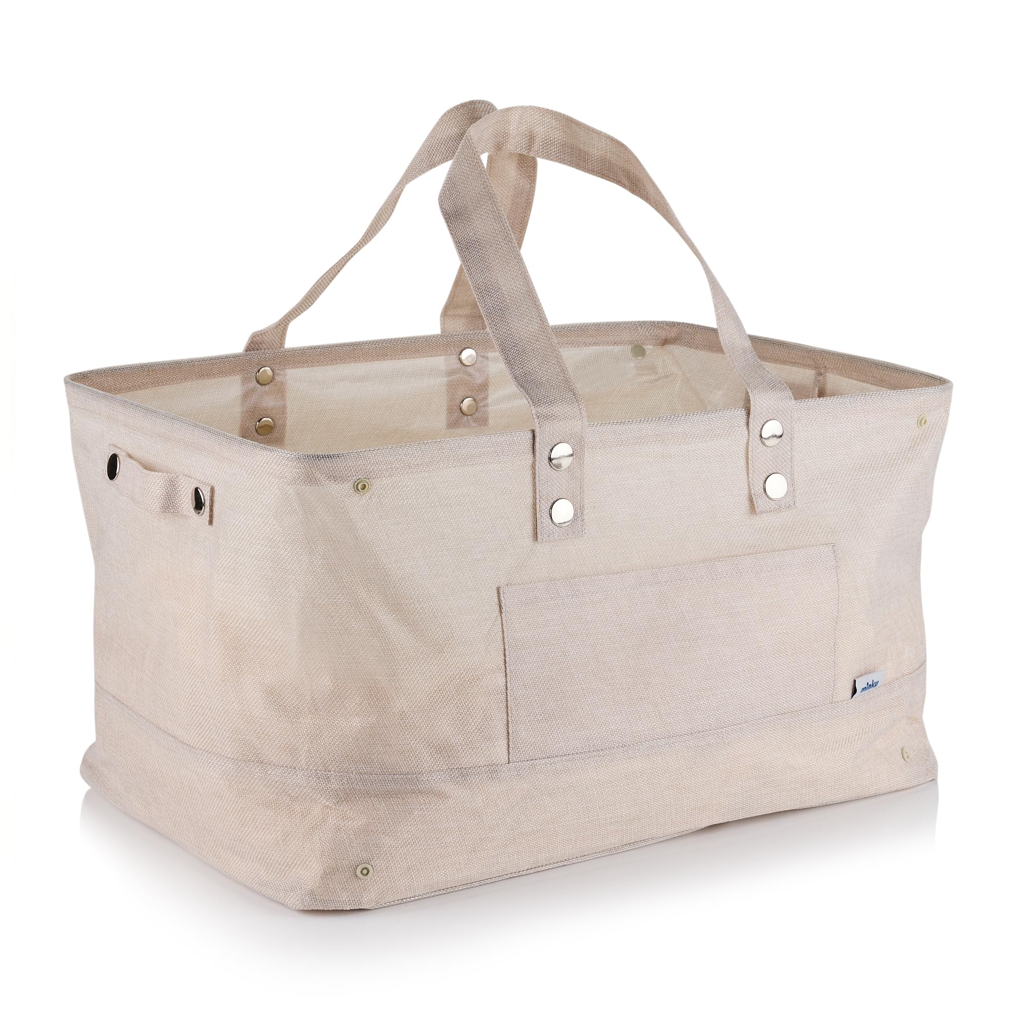 Minky Cream Fabric Water-Resistant Laundry Basket, Collapsible 68L Fabric Hamper