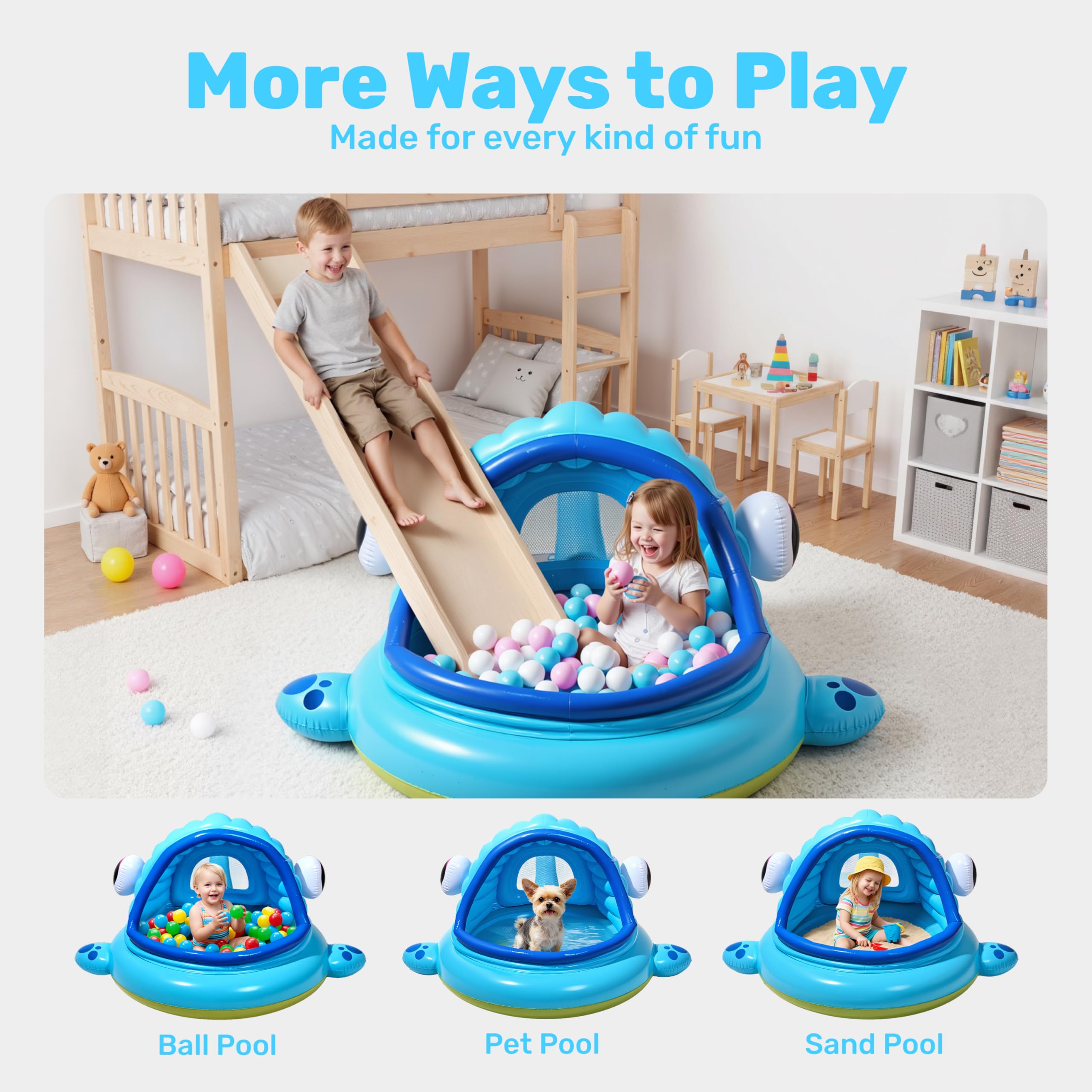 JOYIN Piscina Infantil Hinchable con Parasol para Niños 137 x 142 x 71cm Ballena Piscinas bebé Infantiles, Flotador de Natación Juguetes de Fiesta de natación