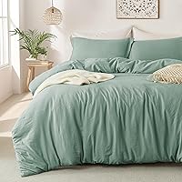 Vista 31 de MILDLY Funda de edredón súper suave, 100% microfibra lavada, juego de funda de edredón beige, 3 piezas con cierre de cremallera y lazos