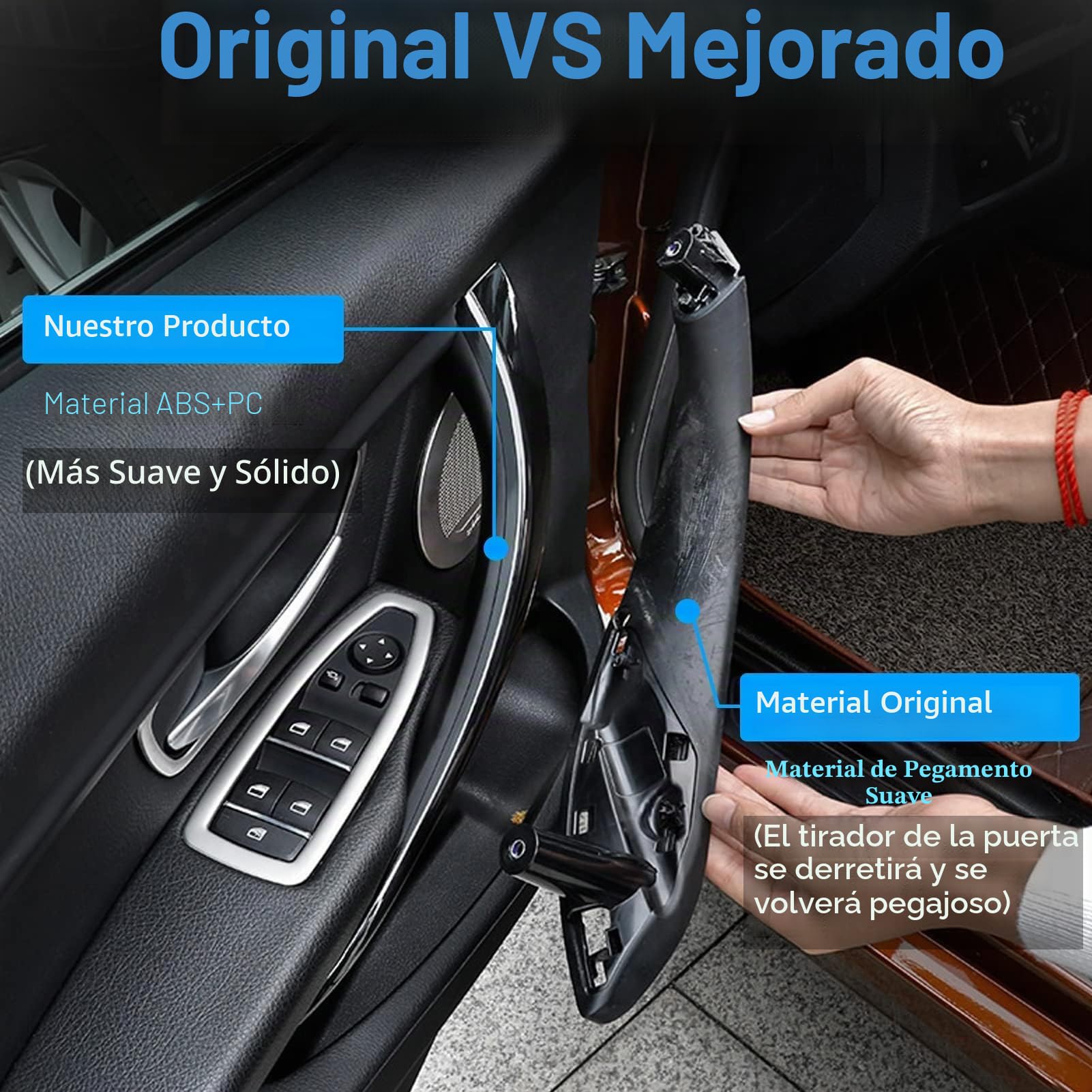 2PCS Compatible con Tirador Puerta BMW Serie 3 F30 F31 F34 F80 Manijas Para Puertas Izquierdo+ Tirador Puerta Derecha Serie 4 F32 F33 F36 F82 F83 Manillas Puertas Interior-Negro